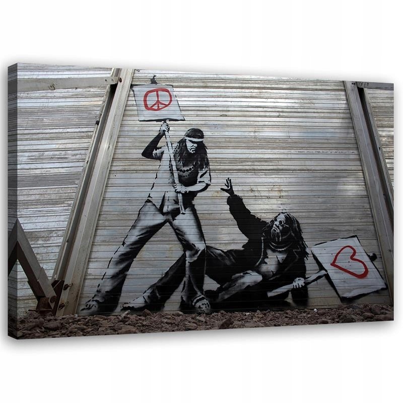 Obraz na plátne, Banksy Boj pokoja s láskou 90x60