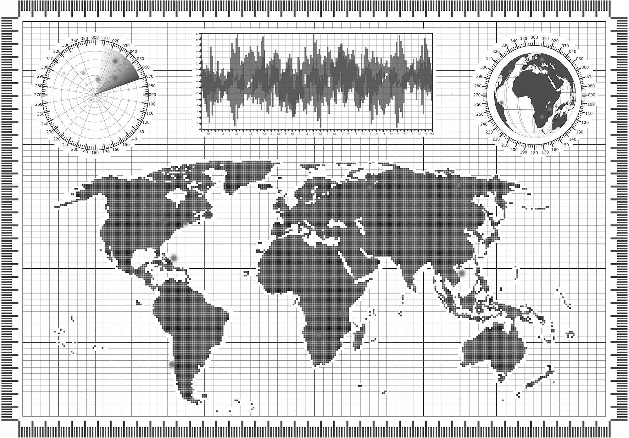 Fototapeta Mapa světa Radar Koordináty do obývacího pokoje kanceláře 250x175 lepidlo