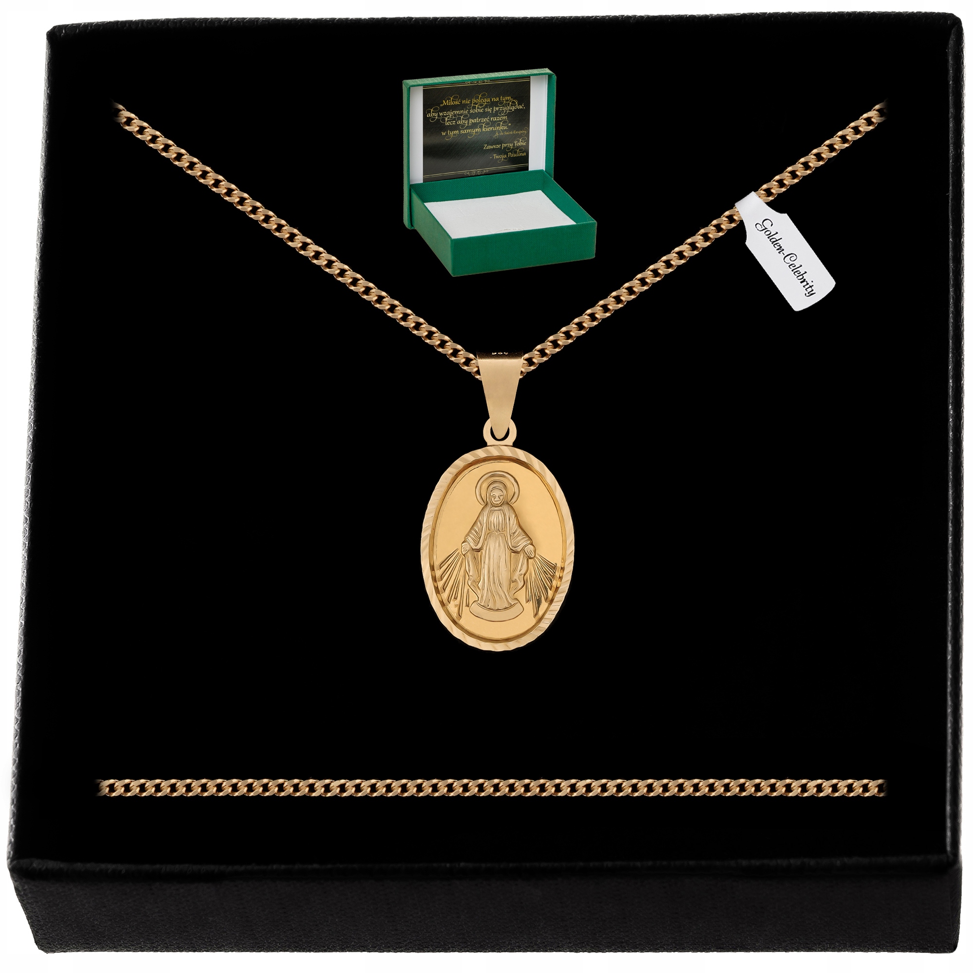 

Piękny Złoty Łańcuszek Medalik Cudowny pr 925+585
