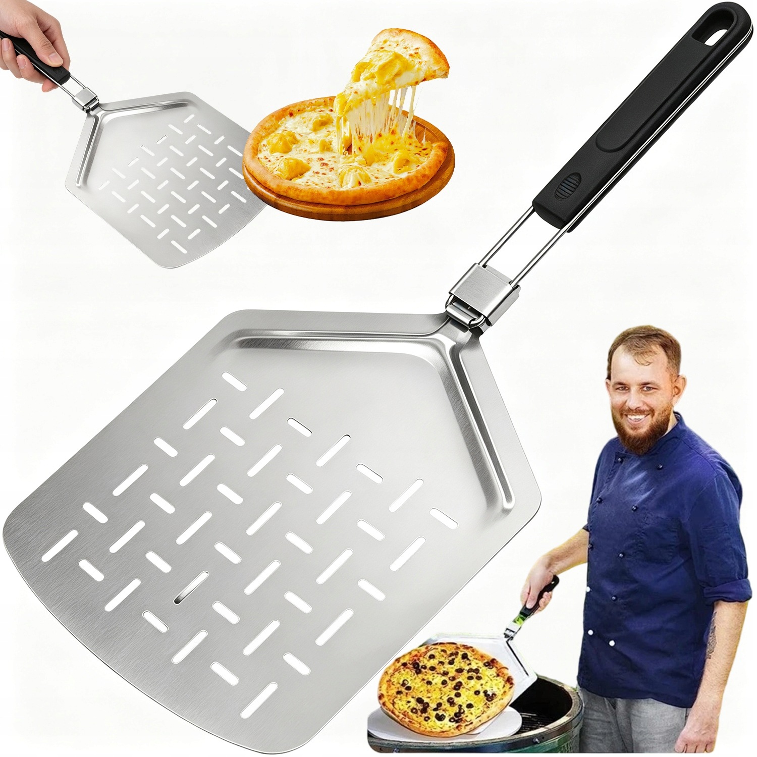 Lopata Na Pizzu Skládací Zásuvka Podnos Nerezová Ocel Inox Profesionální