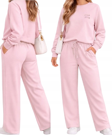 Komplet Dresowy Damski Bawełniany Dres Szerokie Spodnie Troczki Modny XL