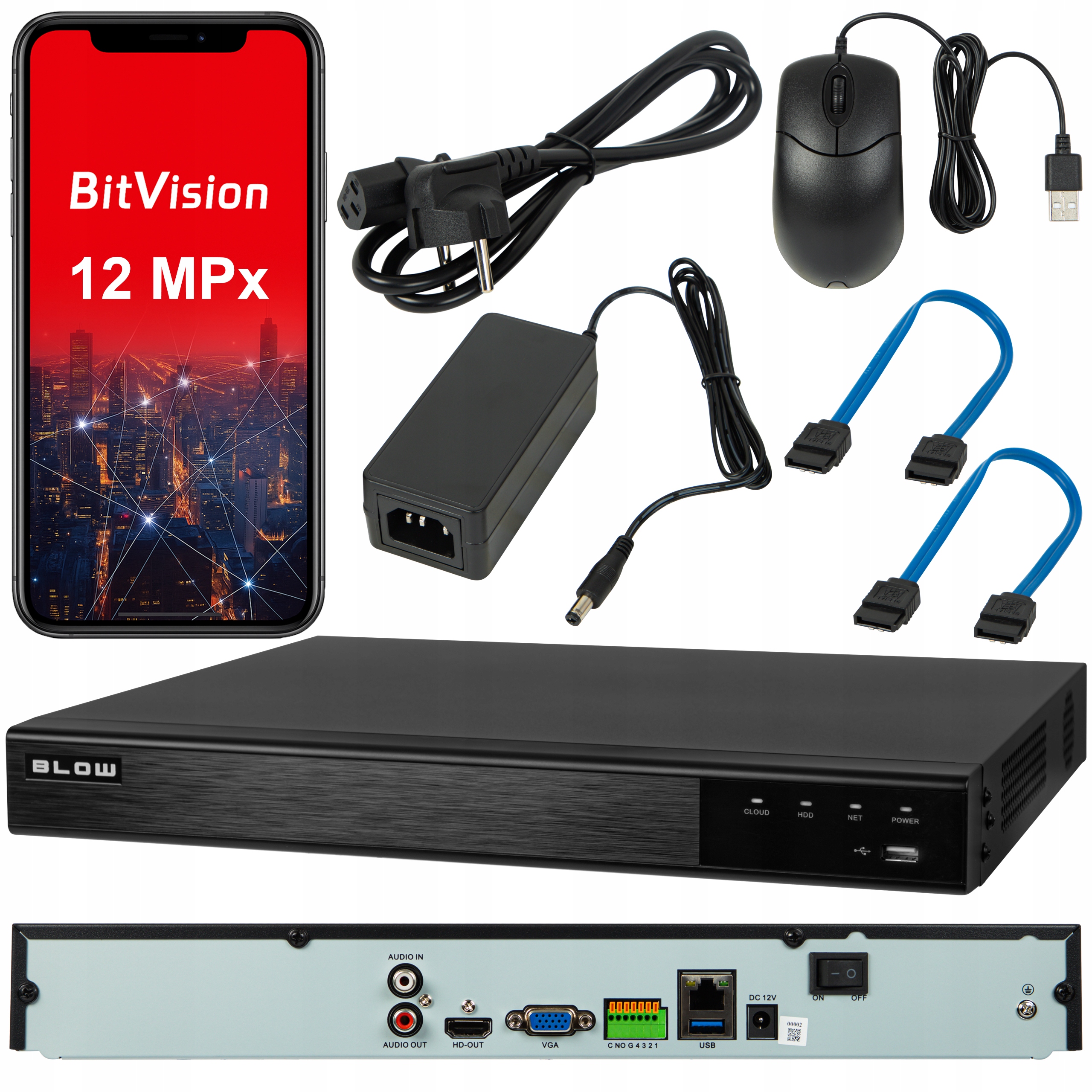 Rekordér Pro Kamery Monitorování Ip 32 Kanálů 12MP Cctv Aplikace 2x Hdd 4K