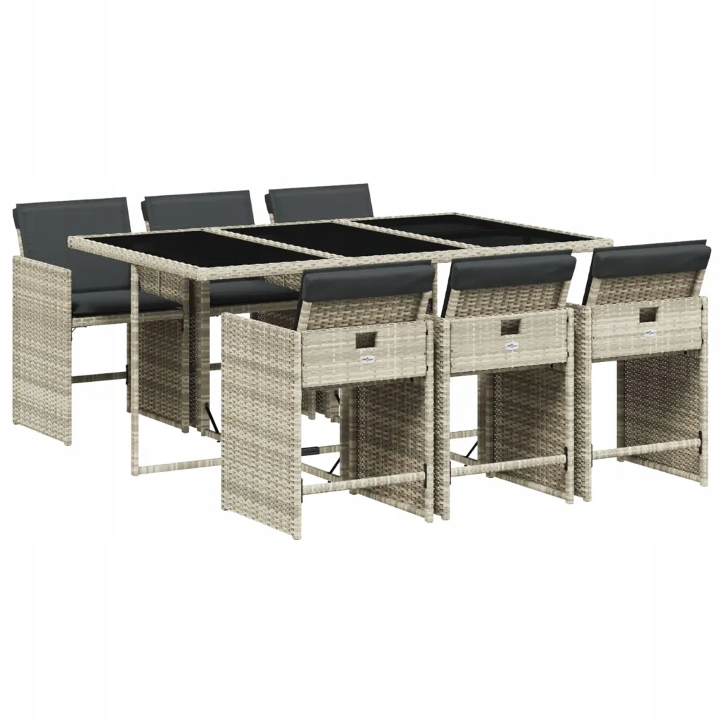 Zahradní nábytek set 165 x 106 x 73 cm, světle šedý, s antracitovými polštáři