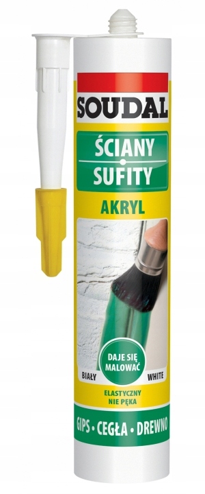 Uszczelniacz akrylowy biały SOUDAL 280 ml Akryl