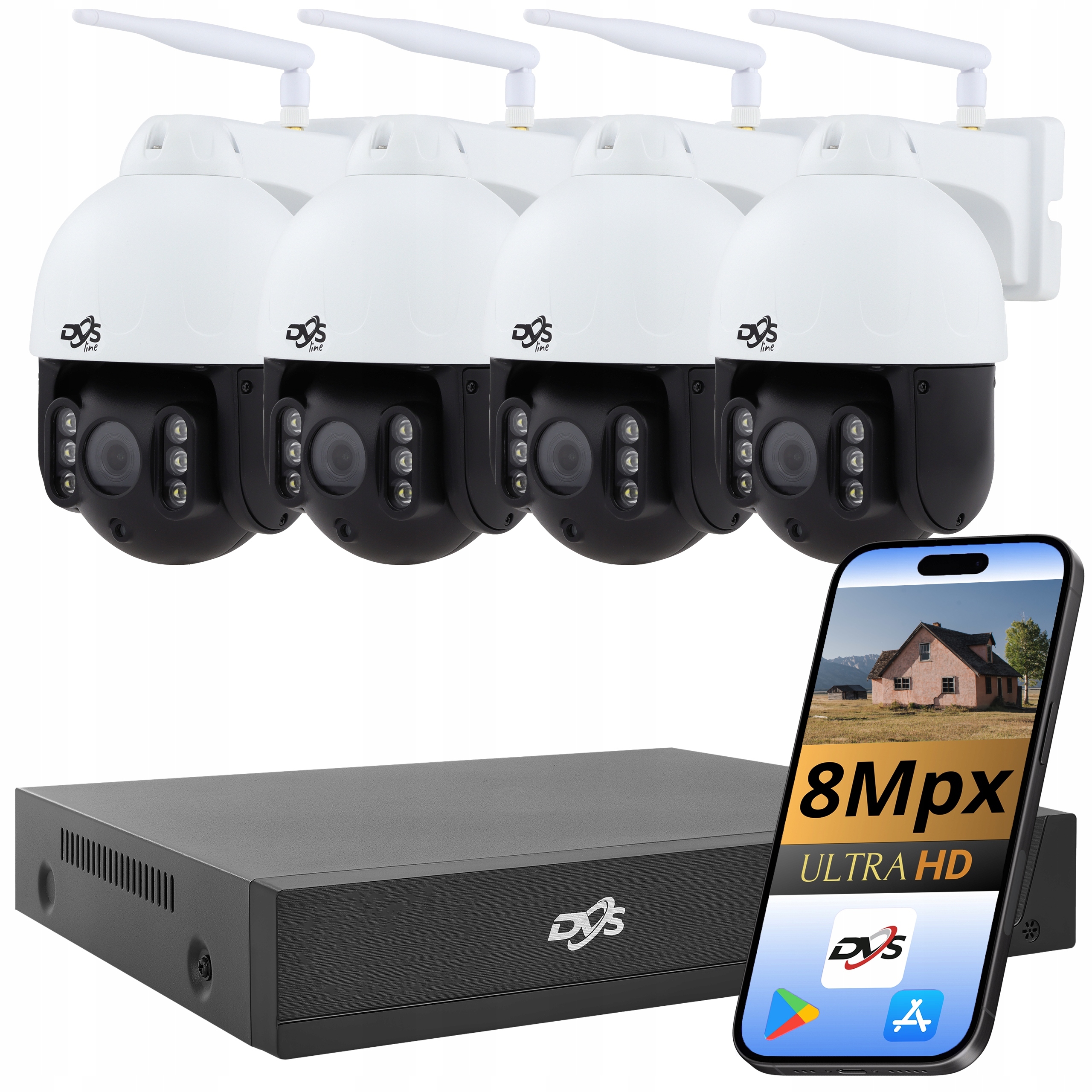 Sada 4 Kamer Wifi Otočné Kamery 4K Bezdrátové Monitorování Dvs 8Mpx