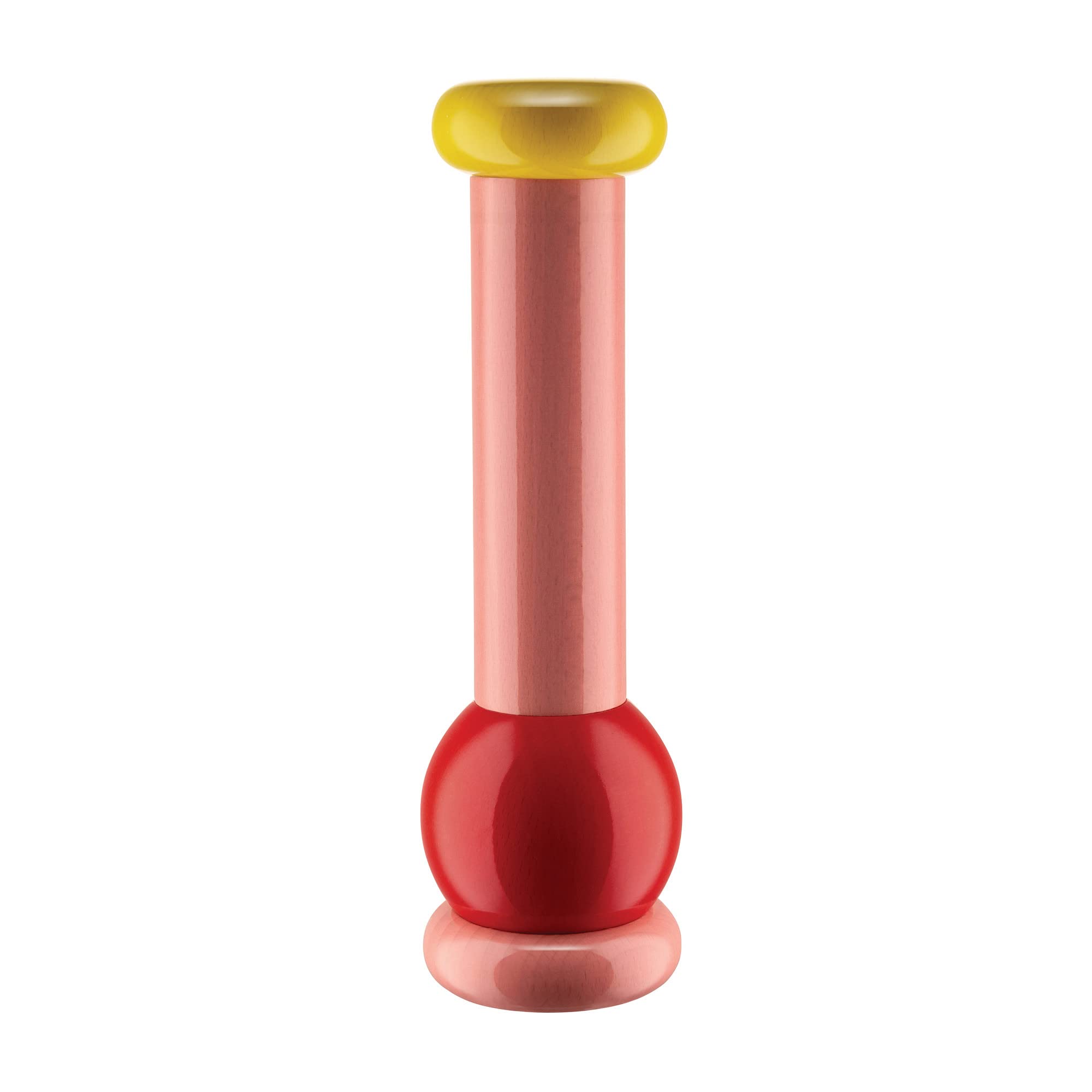 Alessi Totem Domestici MP0210, dizajnový mlynček na soľ, ružový, červený, žltý