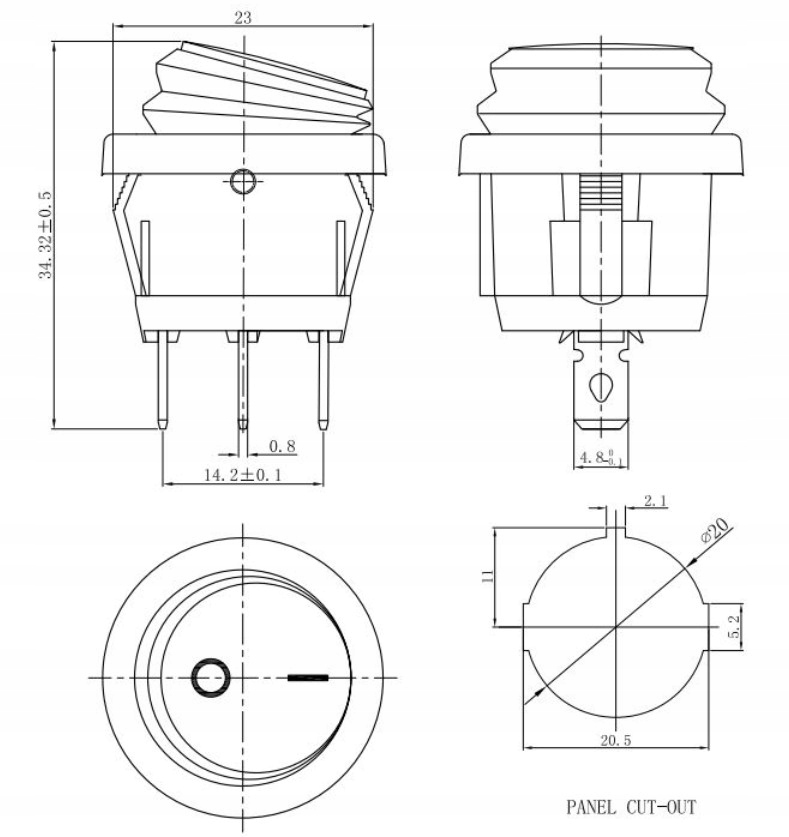 Przełącznik okrągły wodoszczelny KCD1 żółty Symbol 05257