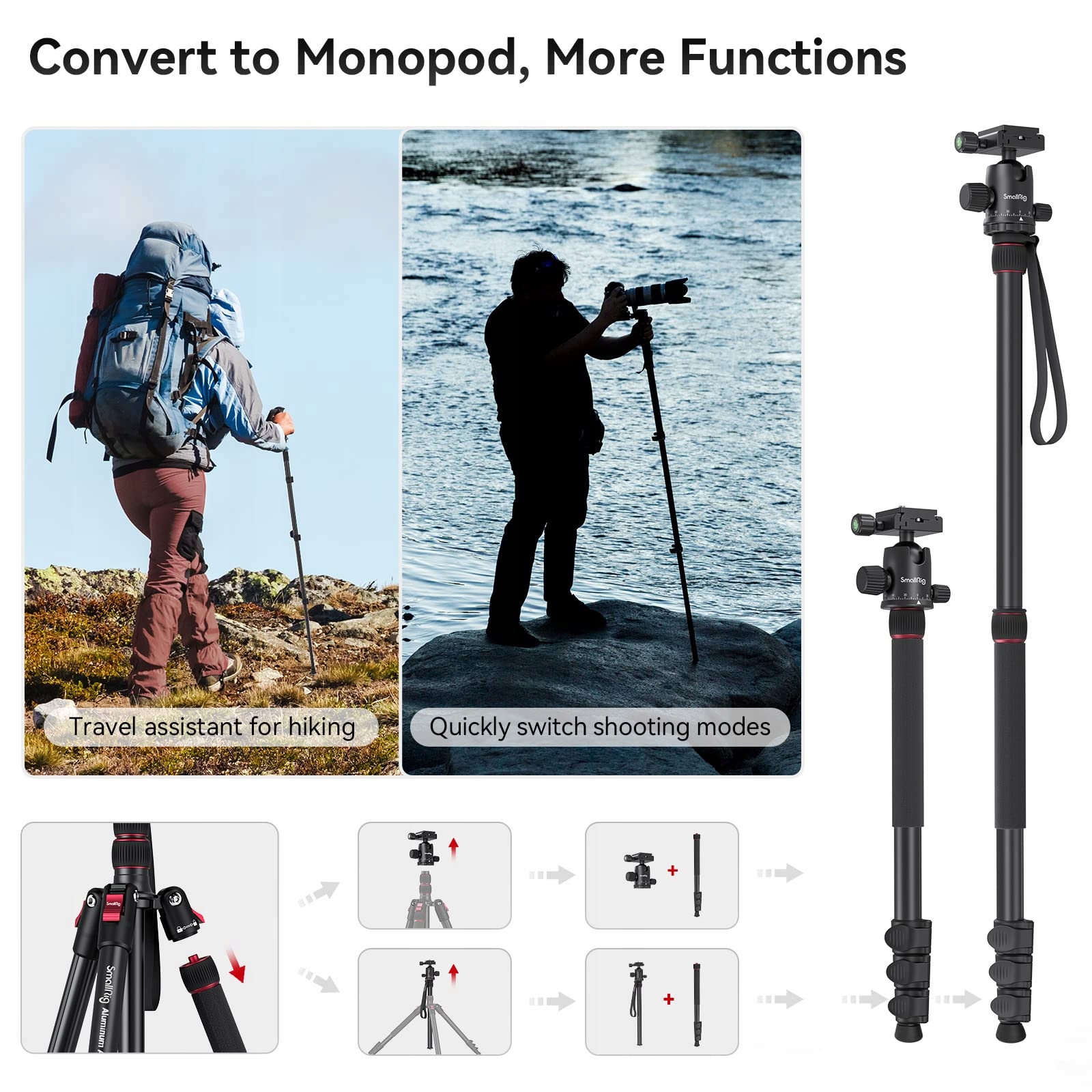 SMALLRIG Statyw Kamerowy 200cm z Głowicą Panoramiczną 15kg Obciążenie — miniatura 6