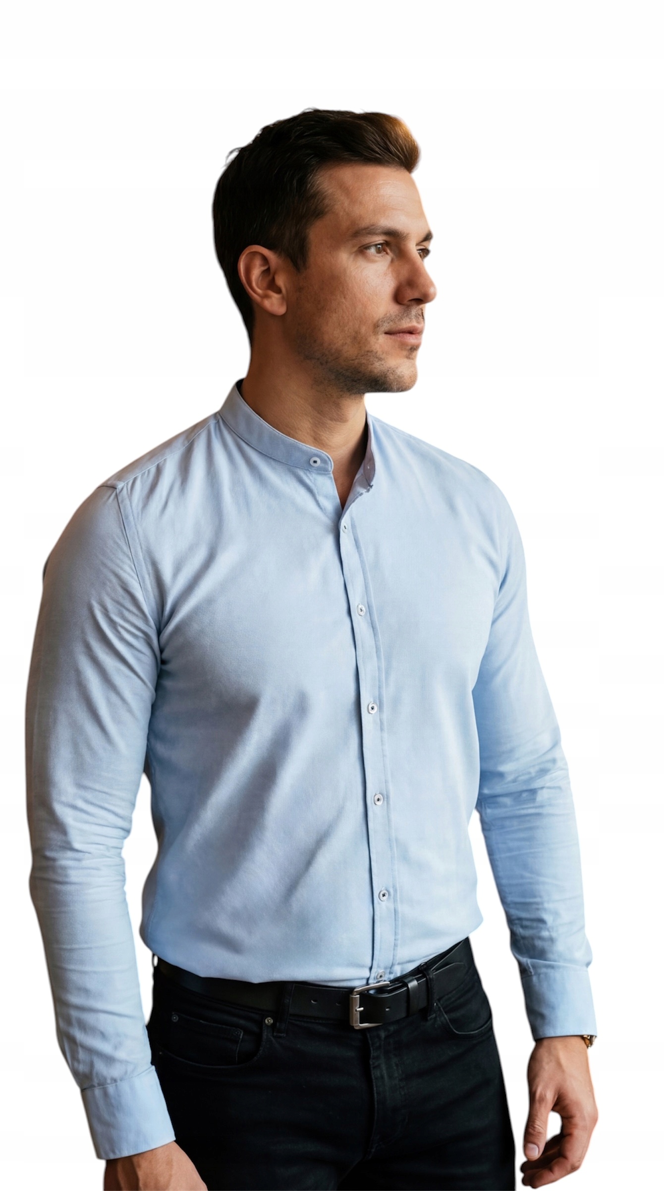 Košile slim fit se stojáčkem, modrá struktura EGO01 XL