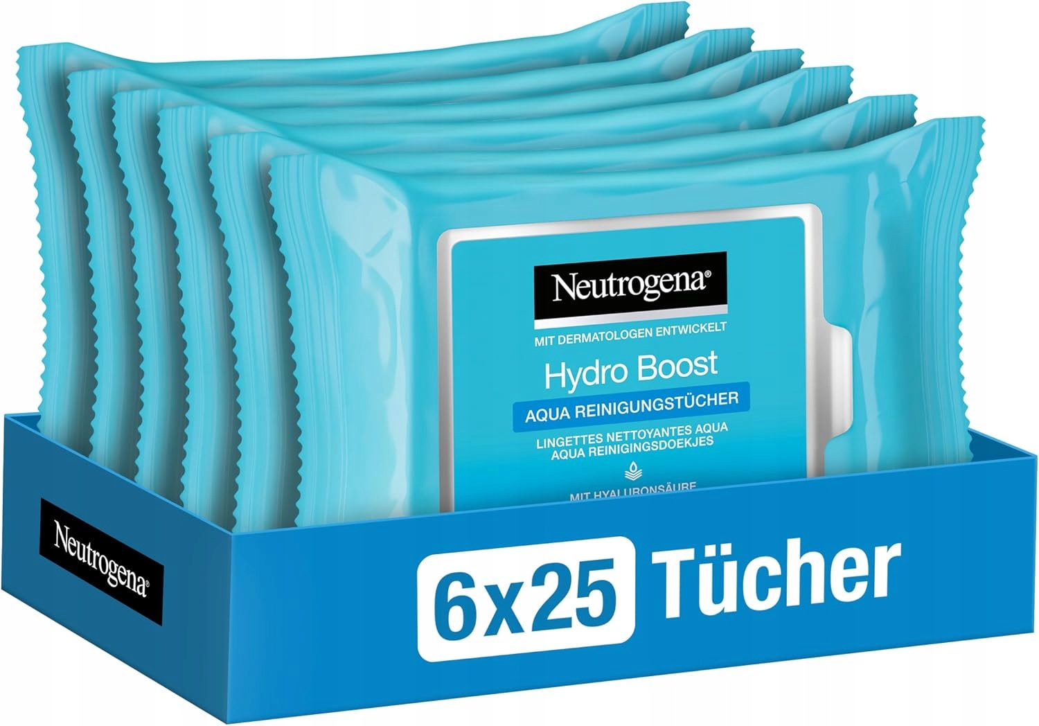 Hydro Boost Aqua Neutrogena vlhčené ubrousky s kyselinou hyaluronovou 150 ks