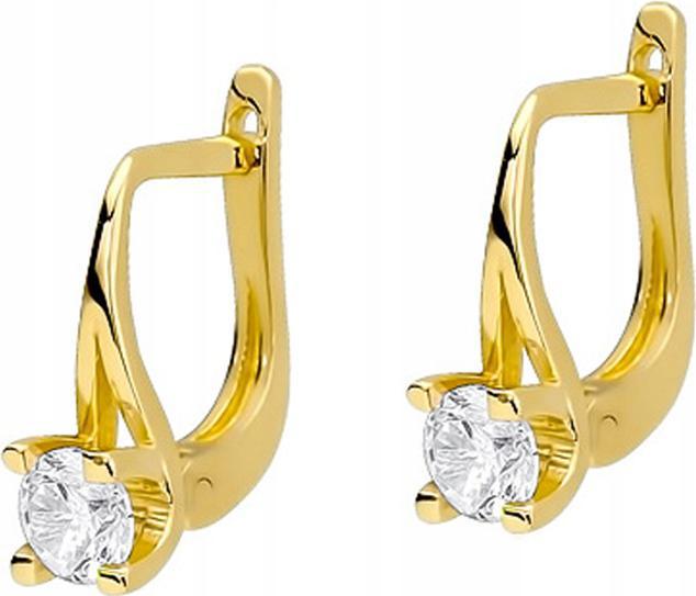 Zlaté náušnice 585 s anglickým zapínáním, dámské, s diamanty, 14k