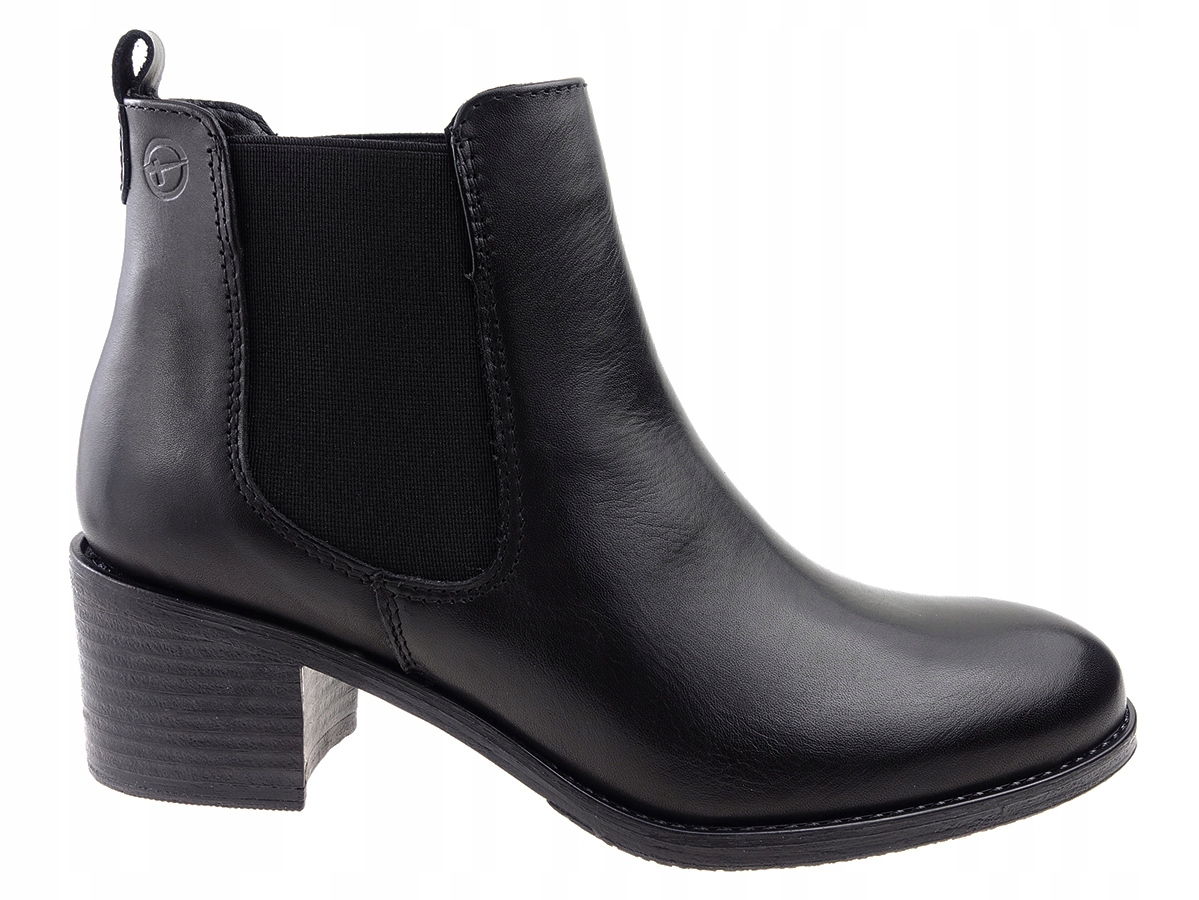 Tamaris botki buty 25370 czarne, skóra 40
