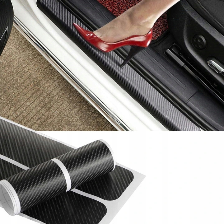 4 NAKLEJKI OCHRONNE PROG DRZWI karbon folia CARBON