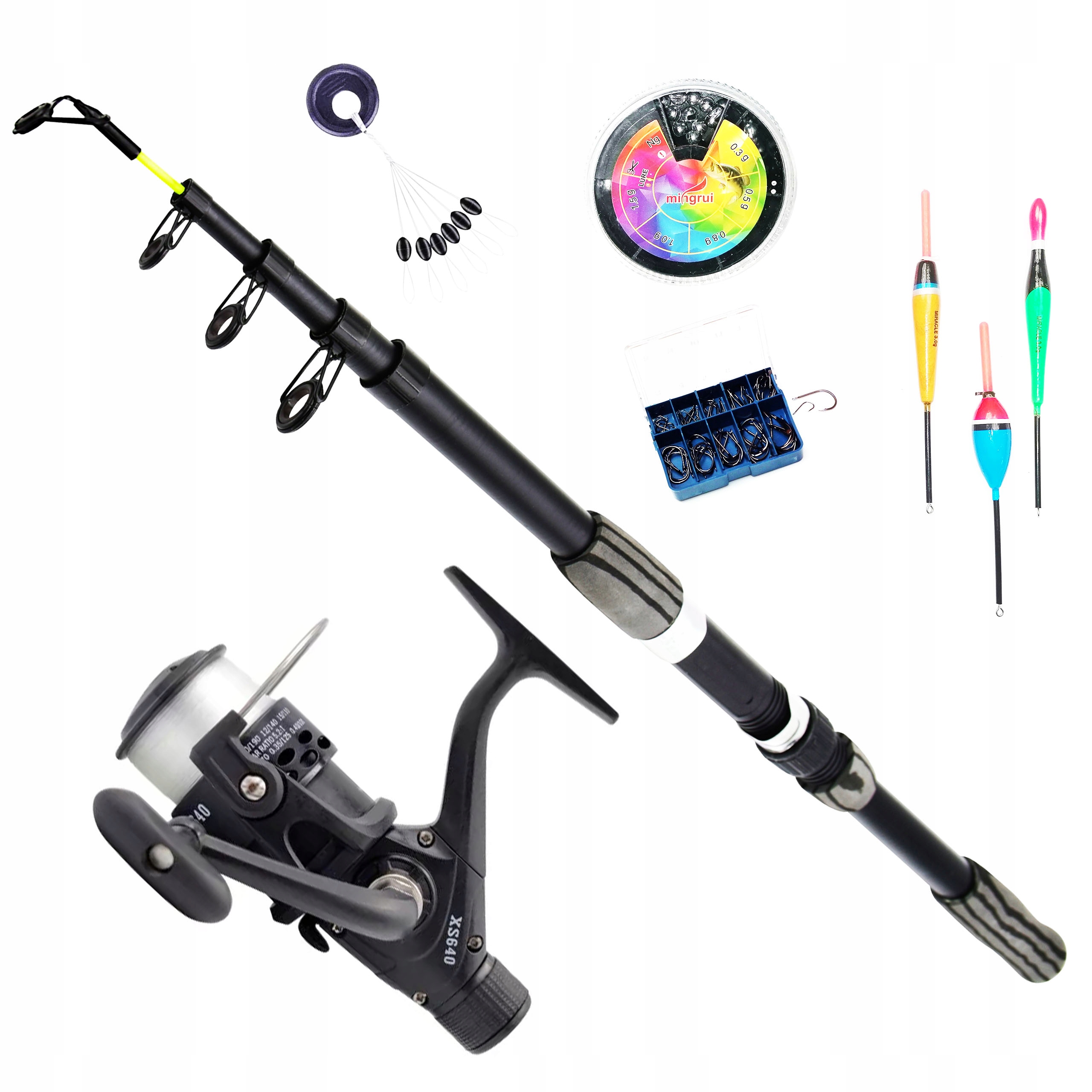 Rybářská sada Teleskopický splávek Travel 450 cm a naviják s vlascem