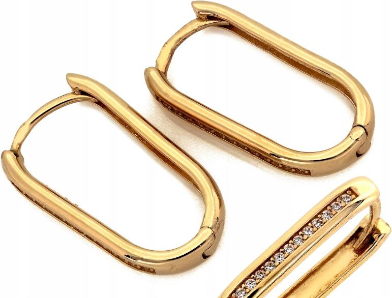 Zlaté náušnice 585 elegantní pro každou příležitost, oválné s zirkony