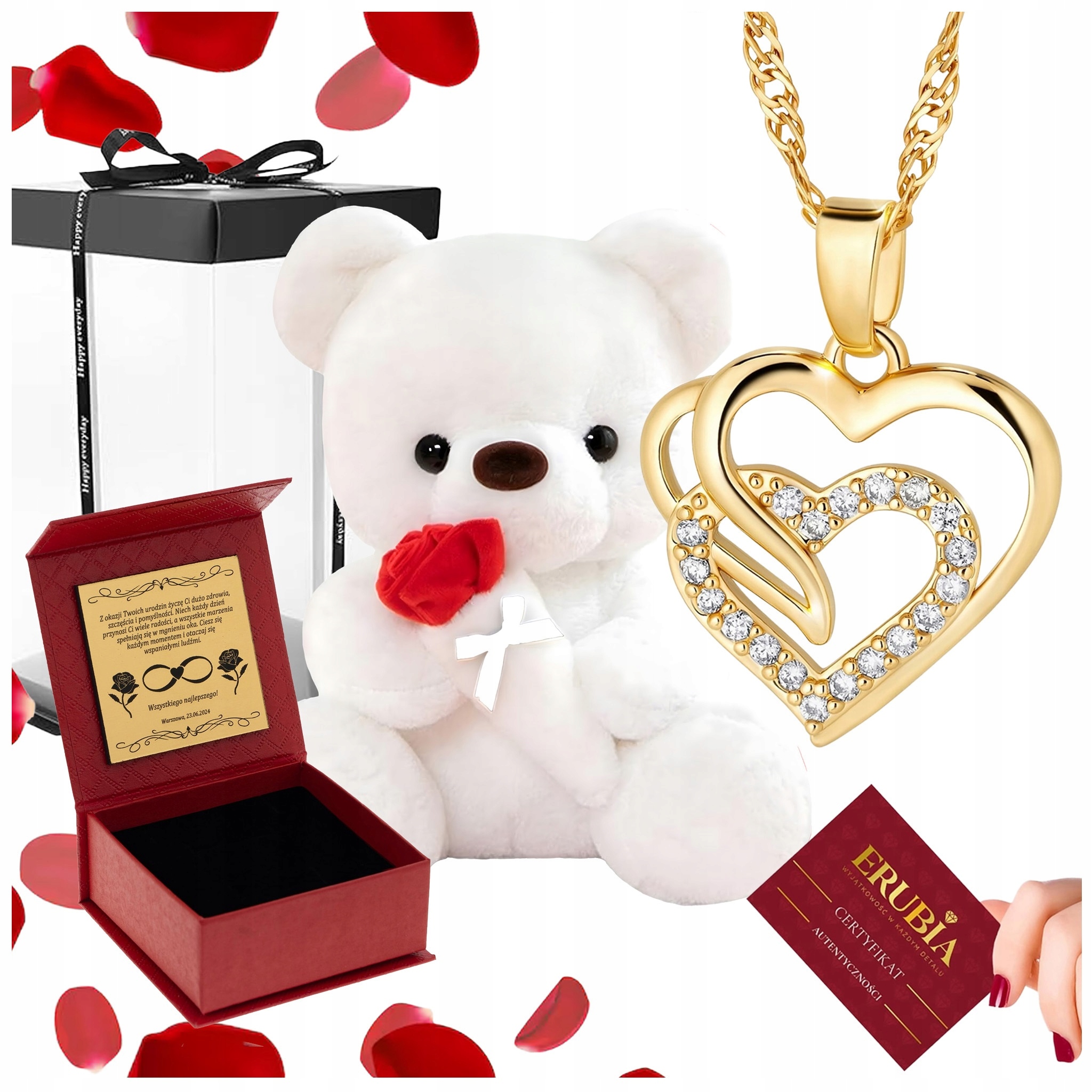 Zlatý Řetízek Se Srdíčkem 925/585 Medvídek V Krabičce Sada Pro Dívku