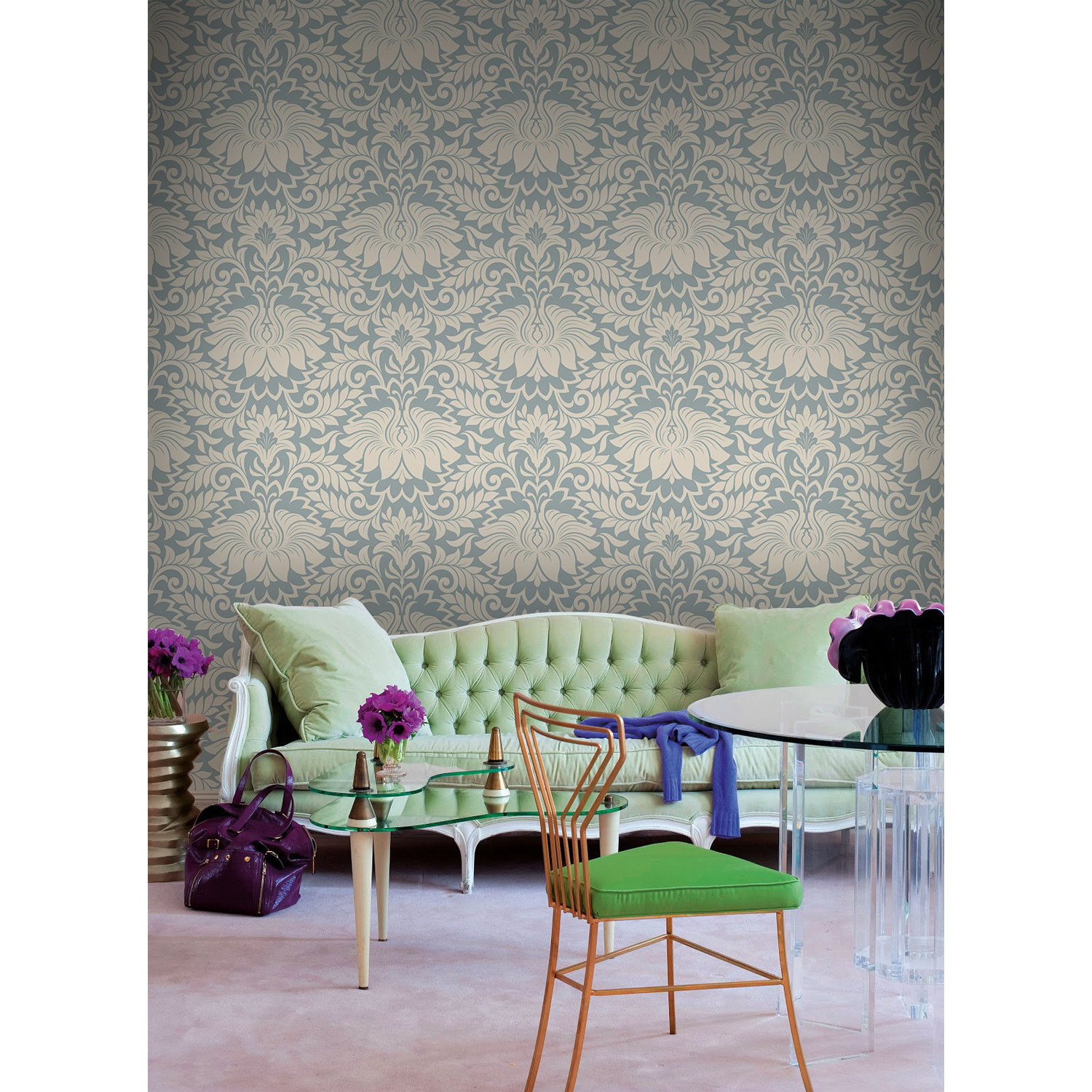 

Tapeta ścienna Vintage kwiat biało-szare 208x146cm