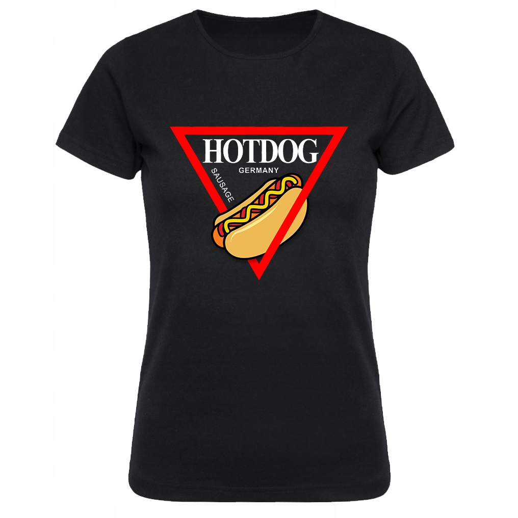 

Damska czarna koszulka Jedzenie Hotdog r.XL