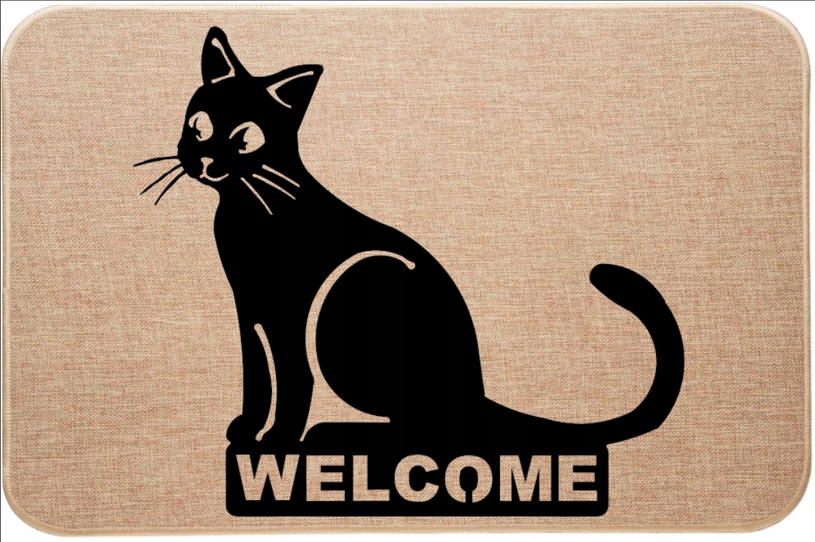 Vstupní Stěračka Pod Dveře Lněná Kočka Kotě Welcome Ahoj