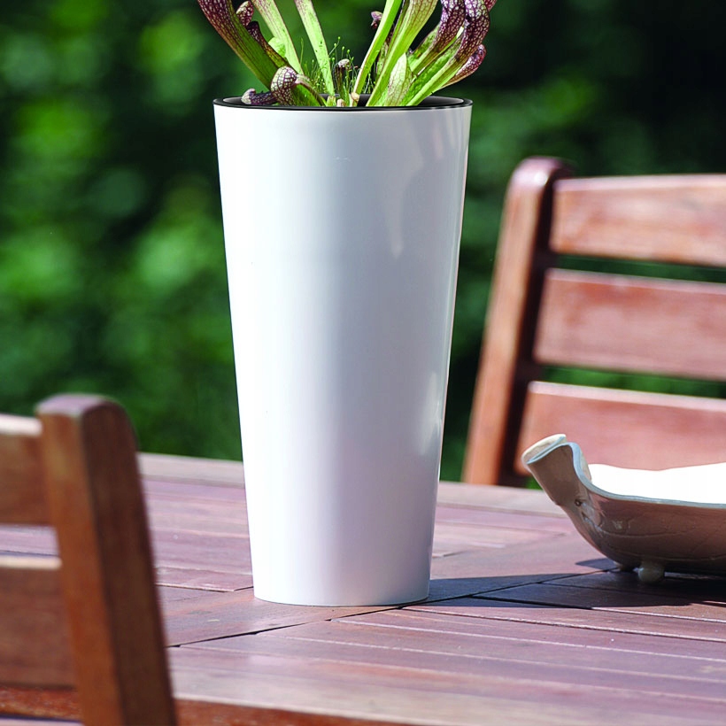 DONICZKA DONICA WYSOKA Z WKŁADEM POŁYSK NA BALKON OGRÓD TUBUS SLIM SHINE Długość 15 cm