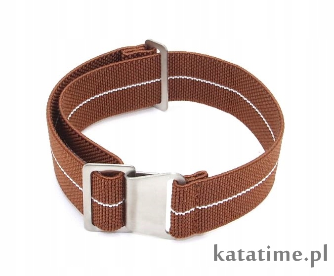 Gumowy pasek do zegarka Nato parachute strap 22 mm rozcięgliwy brązowy