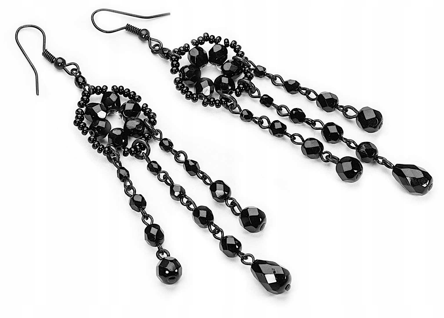 

Długie Kolczyki Czarne Kiara Wiszące Handmade