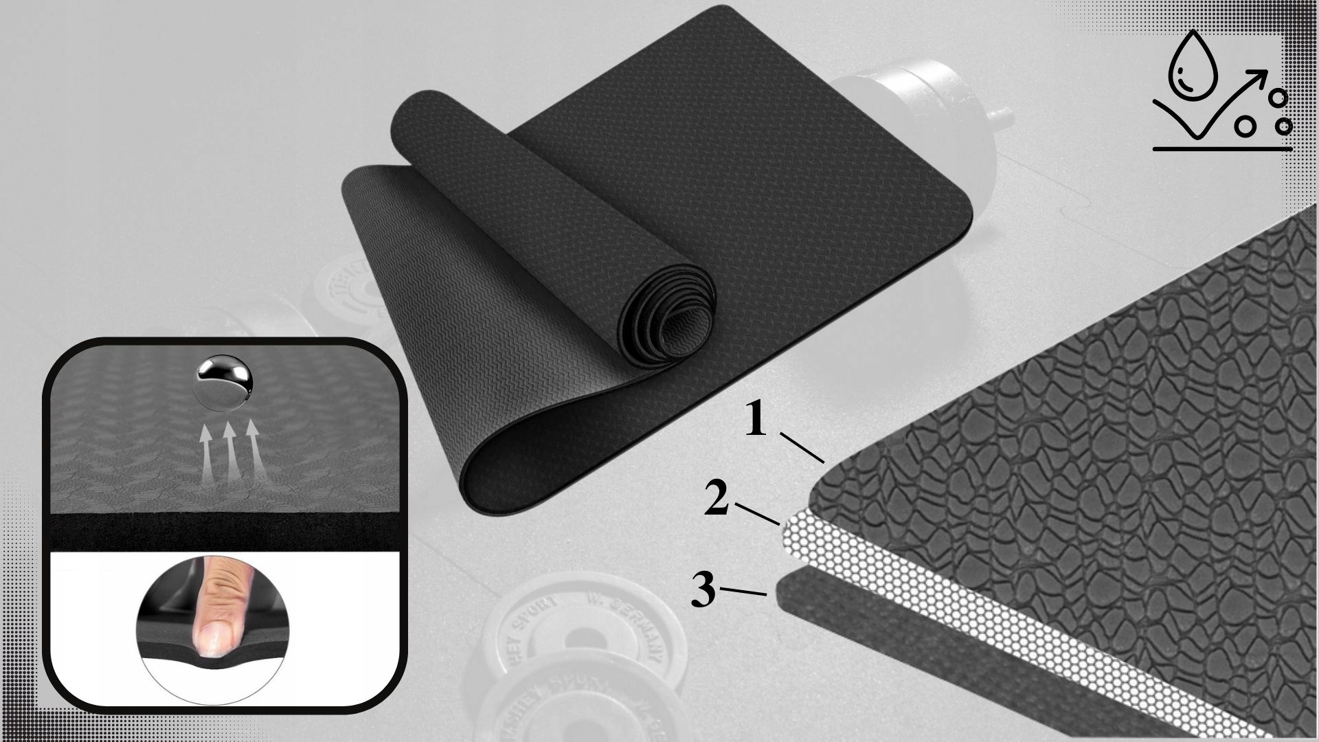 MATA OCHRONNA POD SPRZĘT SPORTOWY SOLIDNA GRUBA Materiał pianka TPE