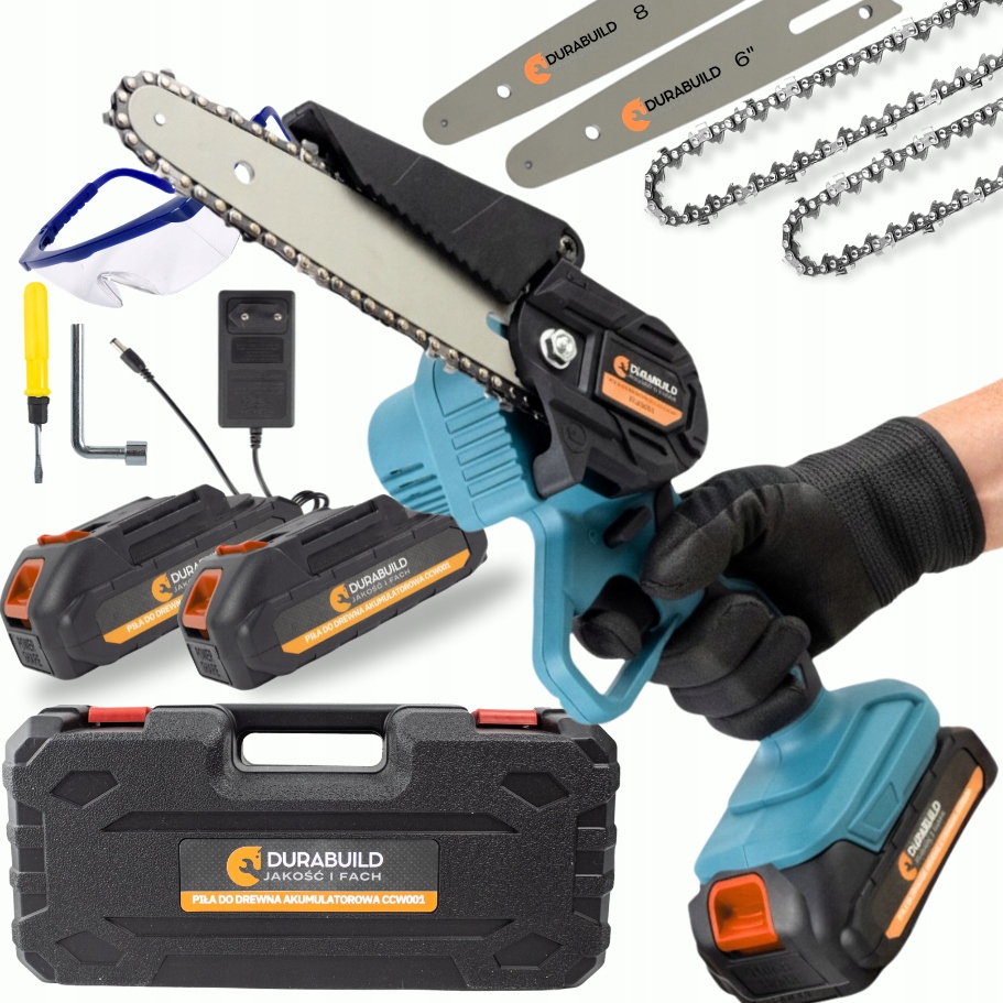 Piła Łańcuchowa Akumulatorowa 6” 4" 2xAKU Mini Pilarka Gałęziówka Durabuild