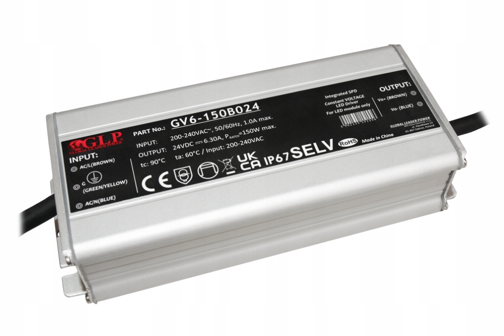 GV6-150B024: GV6-150B024: Glp Psu 150W: 24V/6.3A, CV, metal case, rectangul