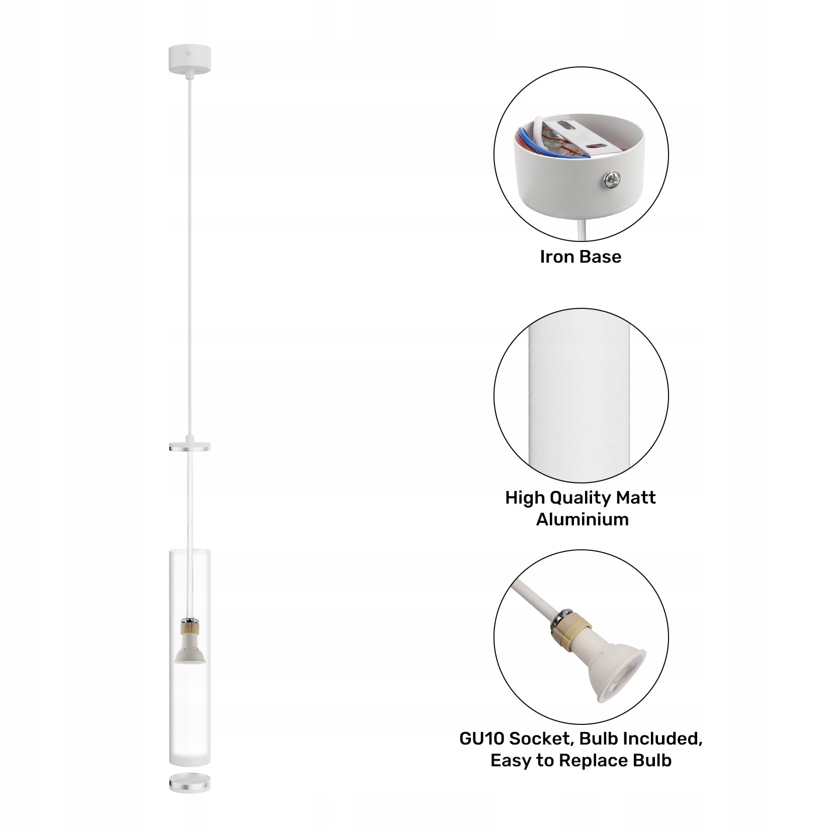 KLIGHTEN Lampa Wisząca GU10 LED 5W 470LM Regulowana do Kuchni i Salonu — miniatura 3