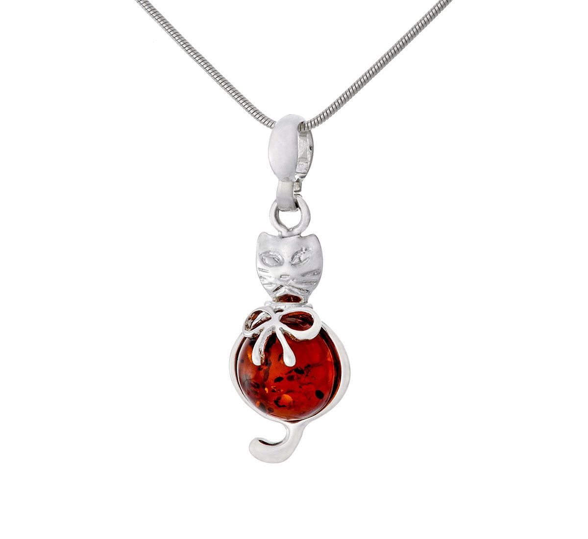 

Srebrny Naszyjnik / Wisiorek AMBER748 z Bursztynem