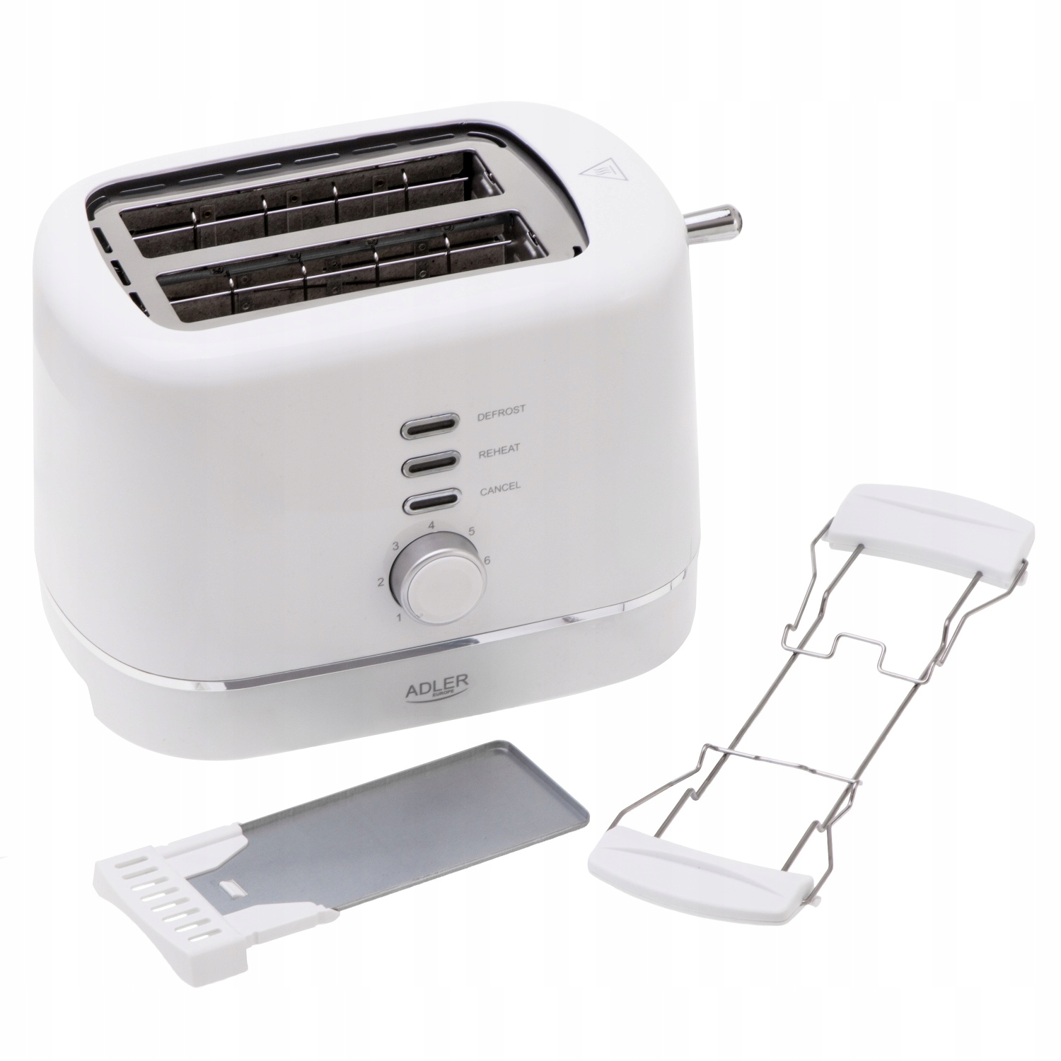 Biały Toster Z Rusztem Adler 850W Opiekacz 7 Poziomów Mocy Rozmrażanie