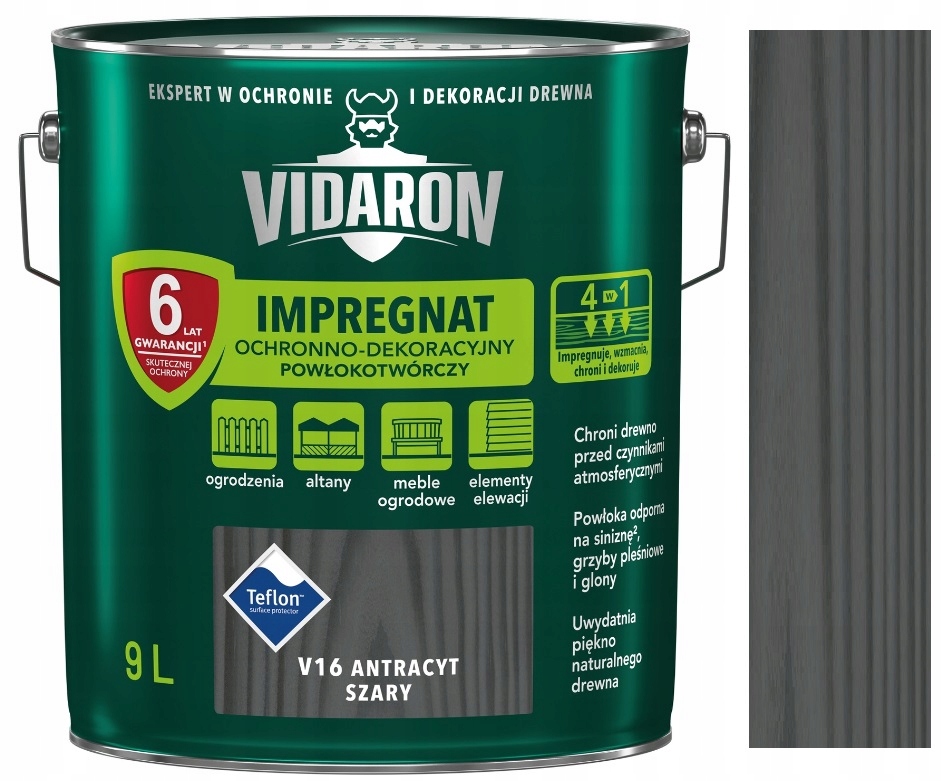 

Vidaron Impregnat Do Drewna 9L Antracyt Szary V16