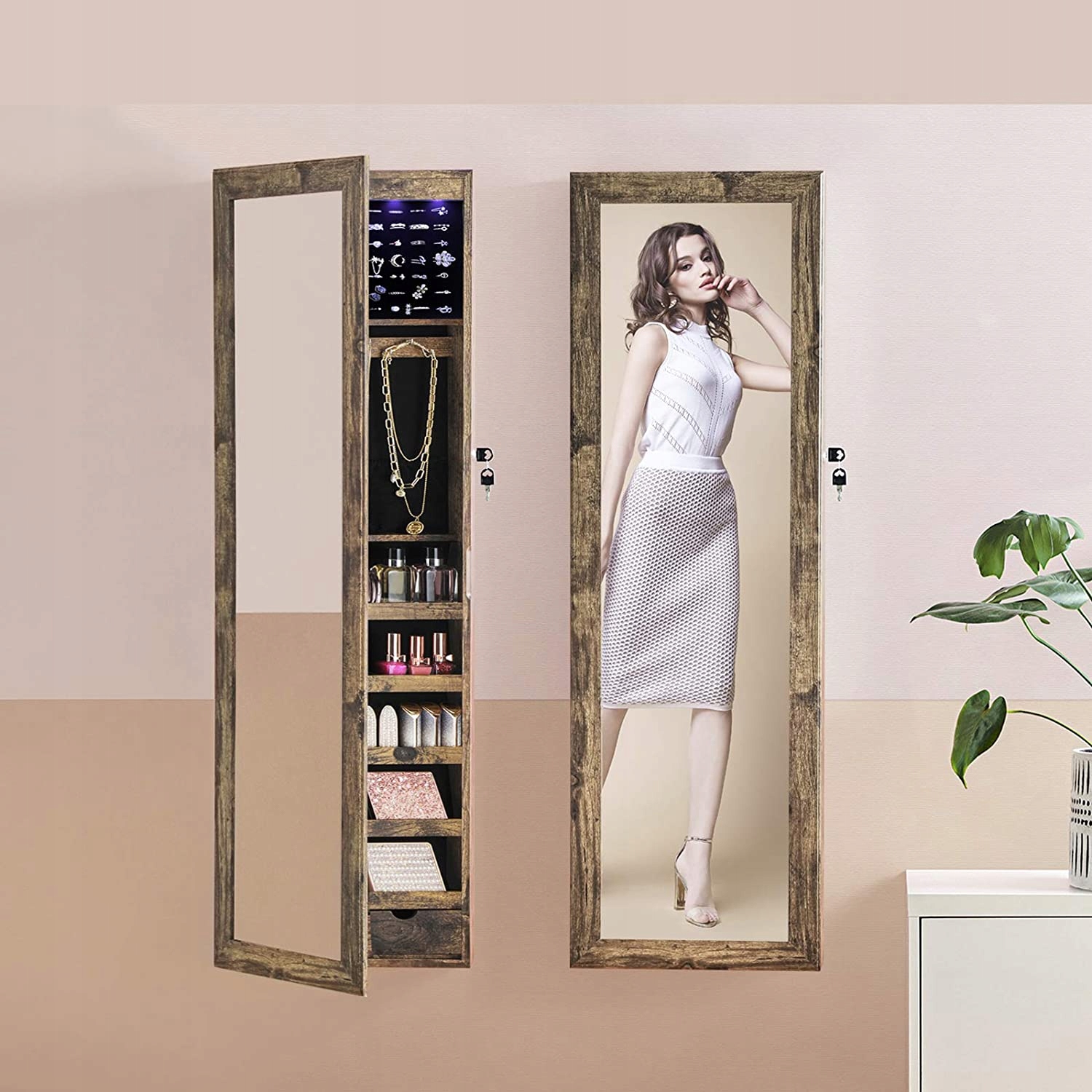 LUSTRO SZAFKA NA BIŻUTERIĘ TOALETKA VINTAGE Marka Zanzara