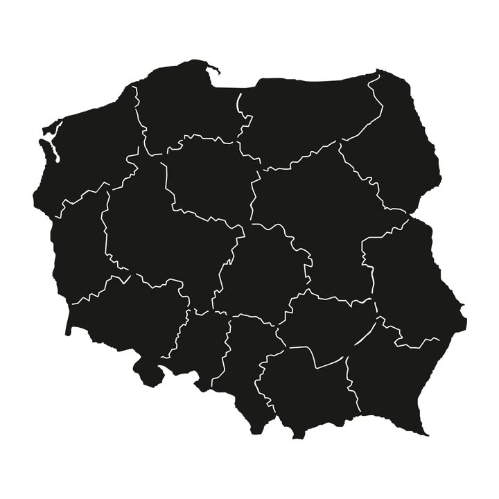 Metalová mapa Polska Magnet Z Cesty rozdělení na kraje 115x100 cm