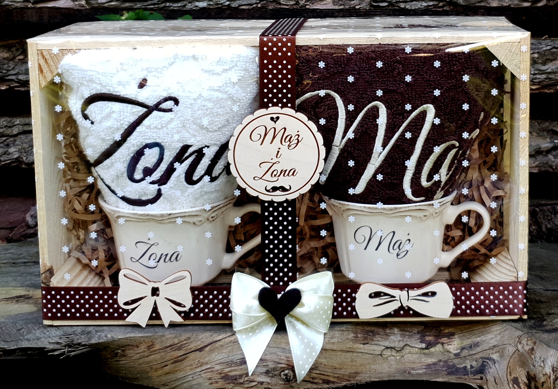 PREZENT NA ŚLUB Komplet ręczników MĄŻ i ŻONA Wysokość produktu 11 cm