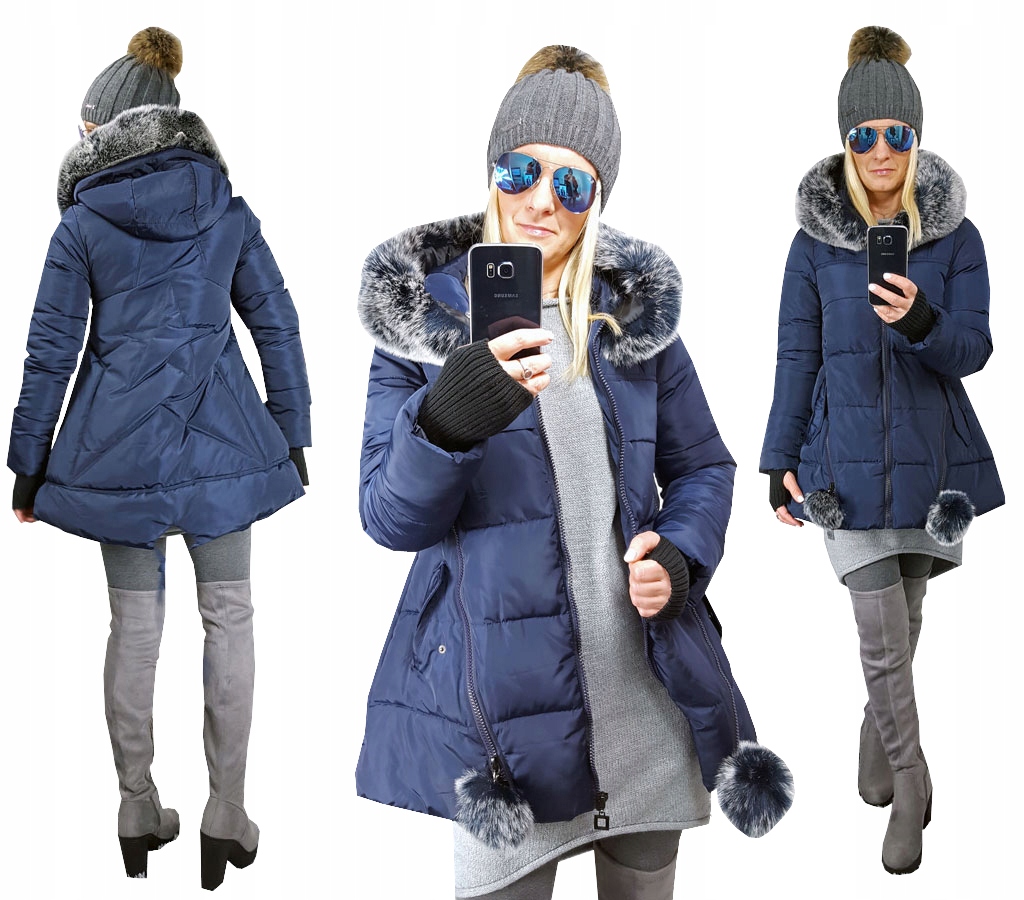 

Asymetryczna Kurtka Parka Gwiazda Kaptur Futerko S