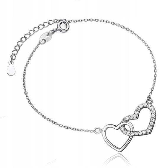 

Srebrna Bransoletka Celebrytka Serca Srebro 925