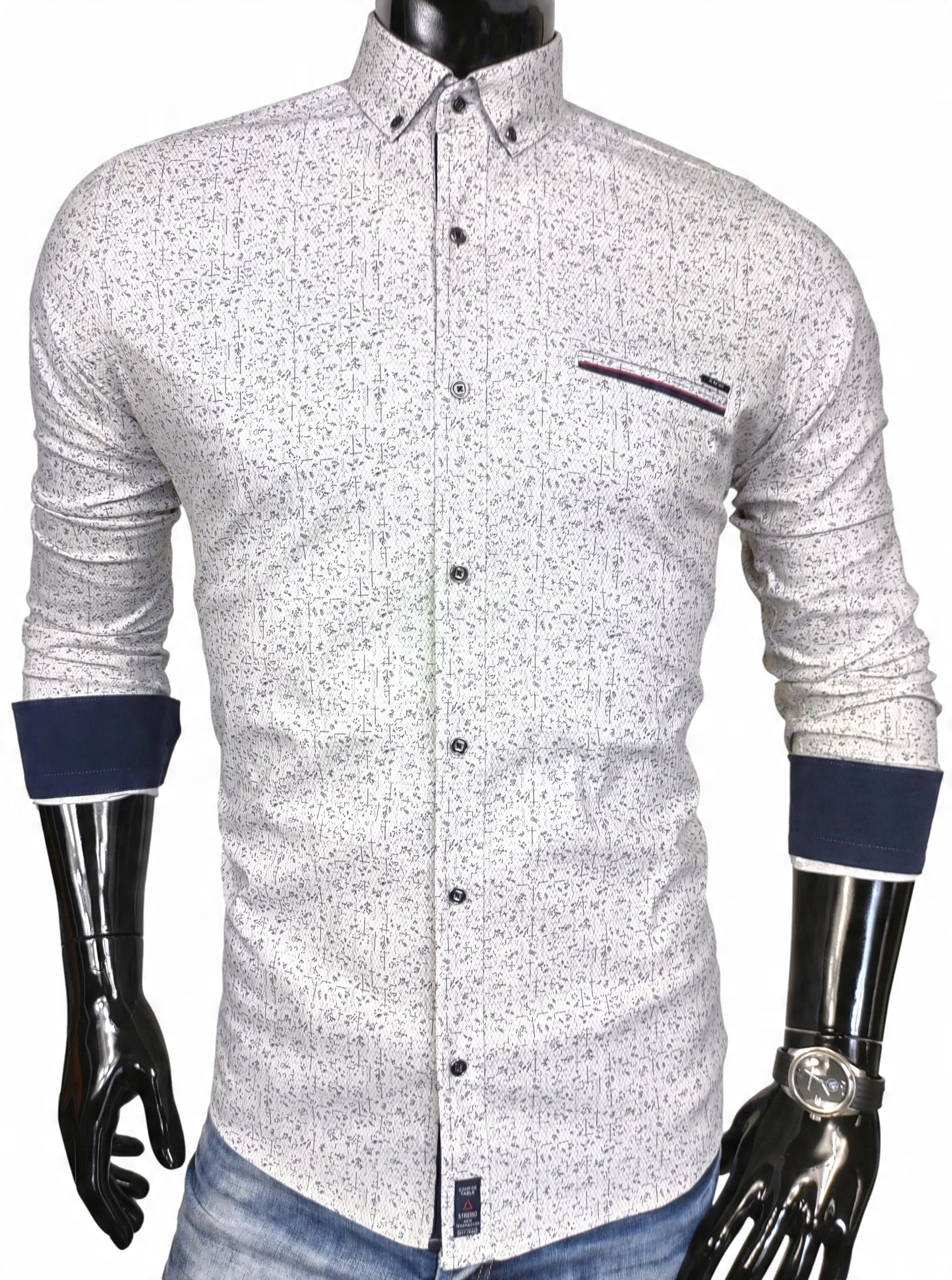 

Koszula Męska We Wzorki _ Slim Fit _ EN191 r. XL