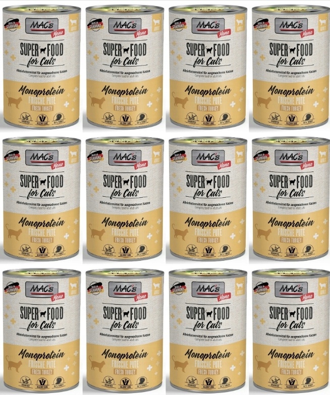 Mokra karma dla kota Mac's Cat Monoprotein Indyk 12x 400g