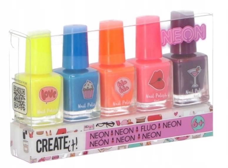 

Create It! Neonowe Lakiery Do Paznokci 5 szt