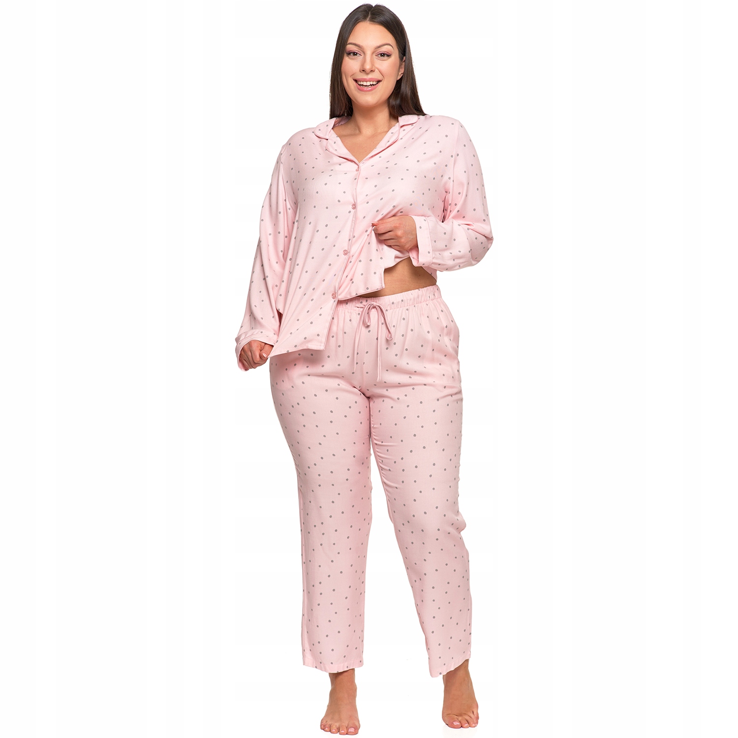 Moraj PDD6800-002 růžová viskóza s puntíky dlouhé Pyžamo 2XL