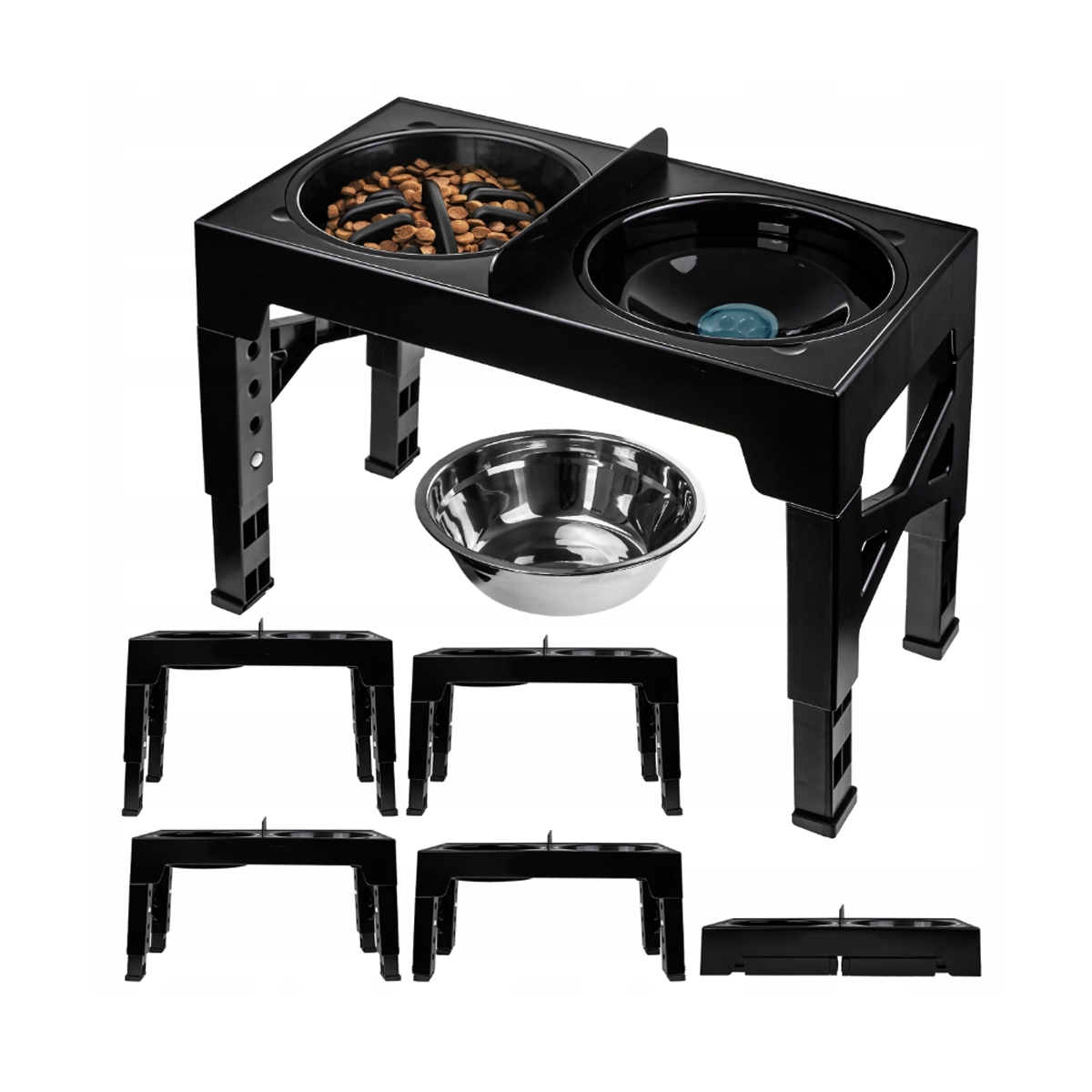 Levně Regulovatelná Dvojitá Miska Pro Psa Na Stojanu Pro Všechna Plemena 3v1