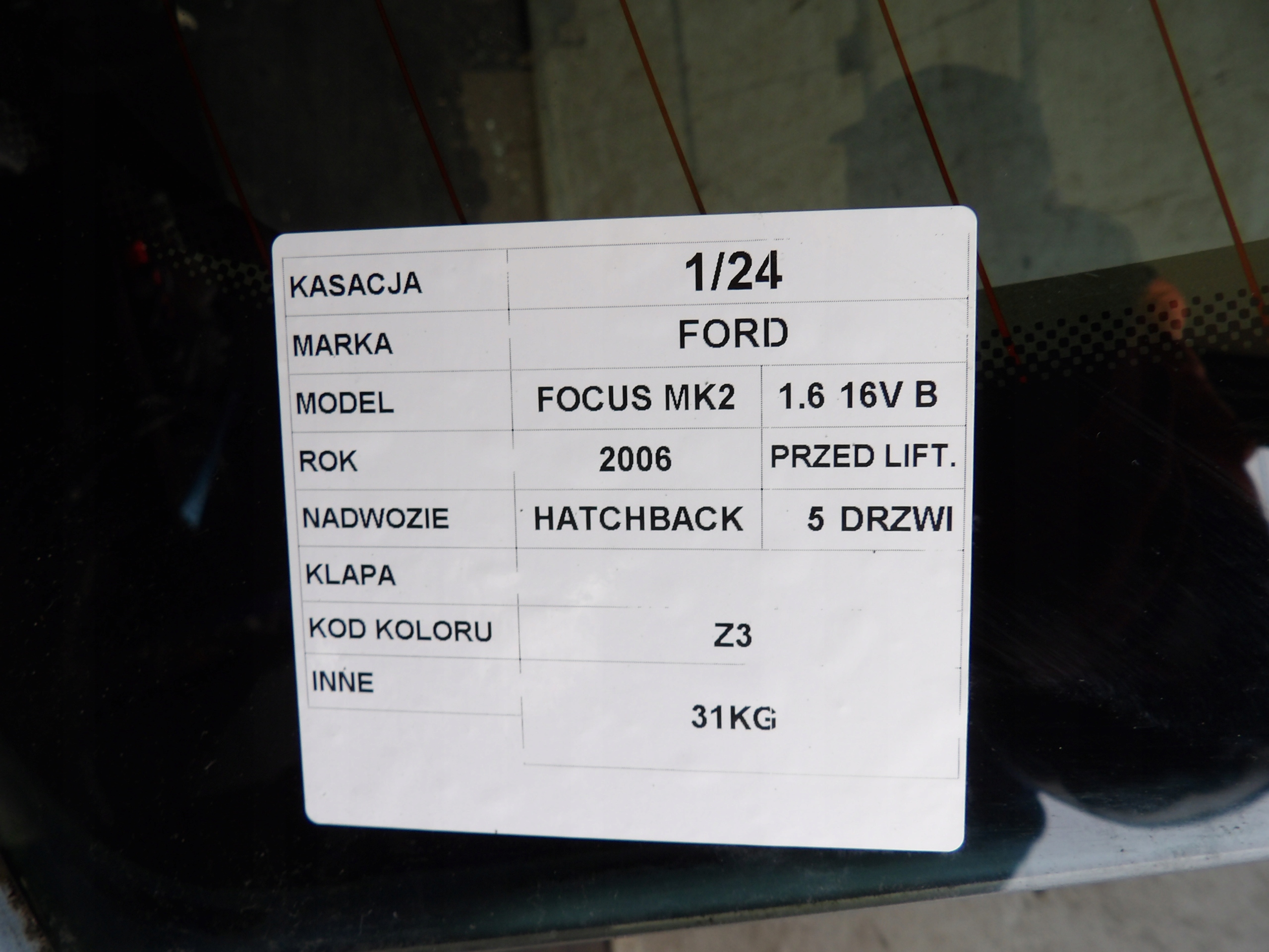 Ford Focus MK2 boot doors HB 5D lak. Z3