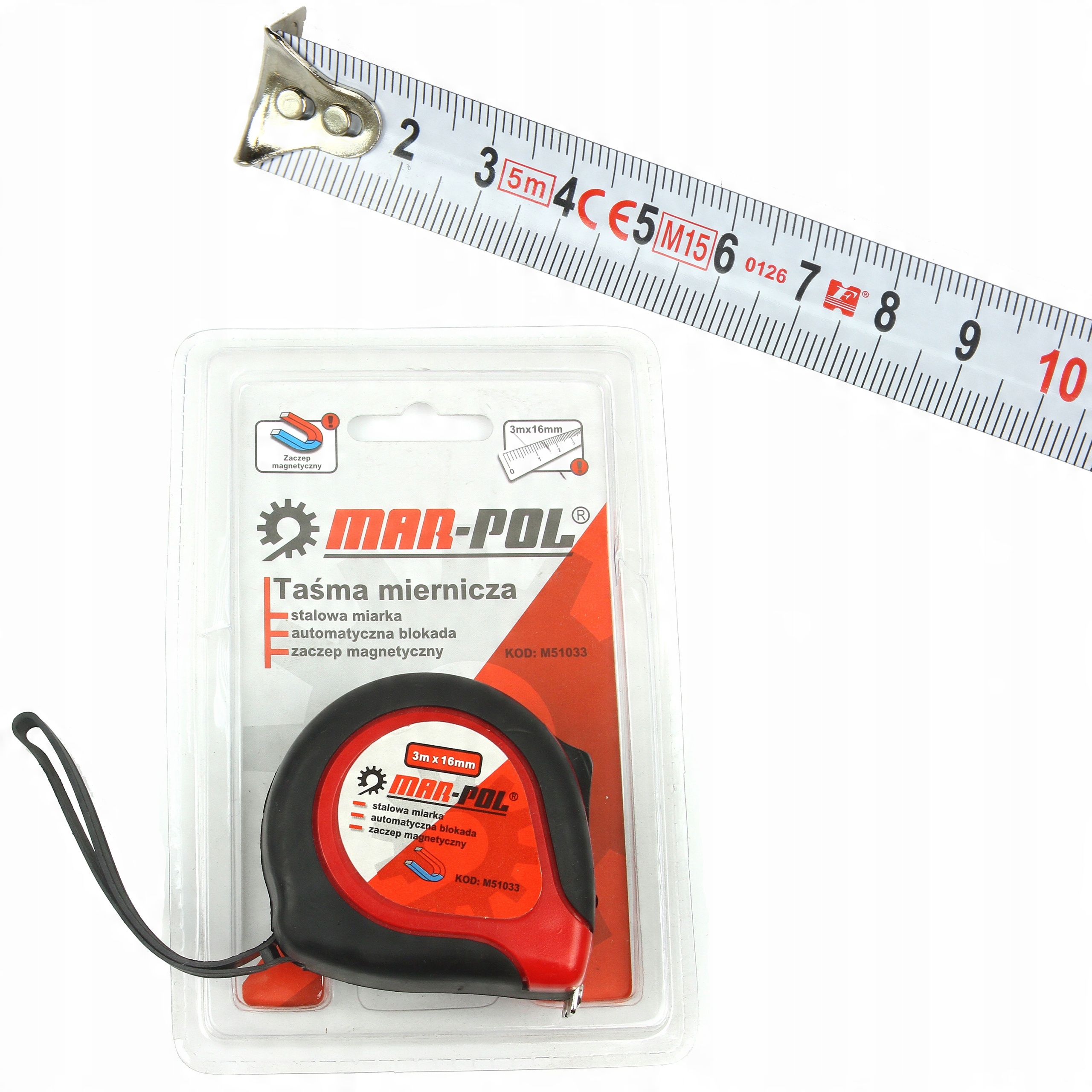 

Taśma miernicza 3m x 16mm miara zwijana metrówka