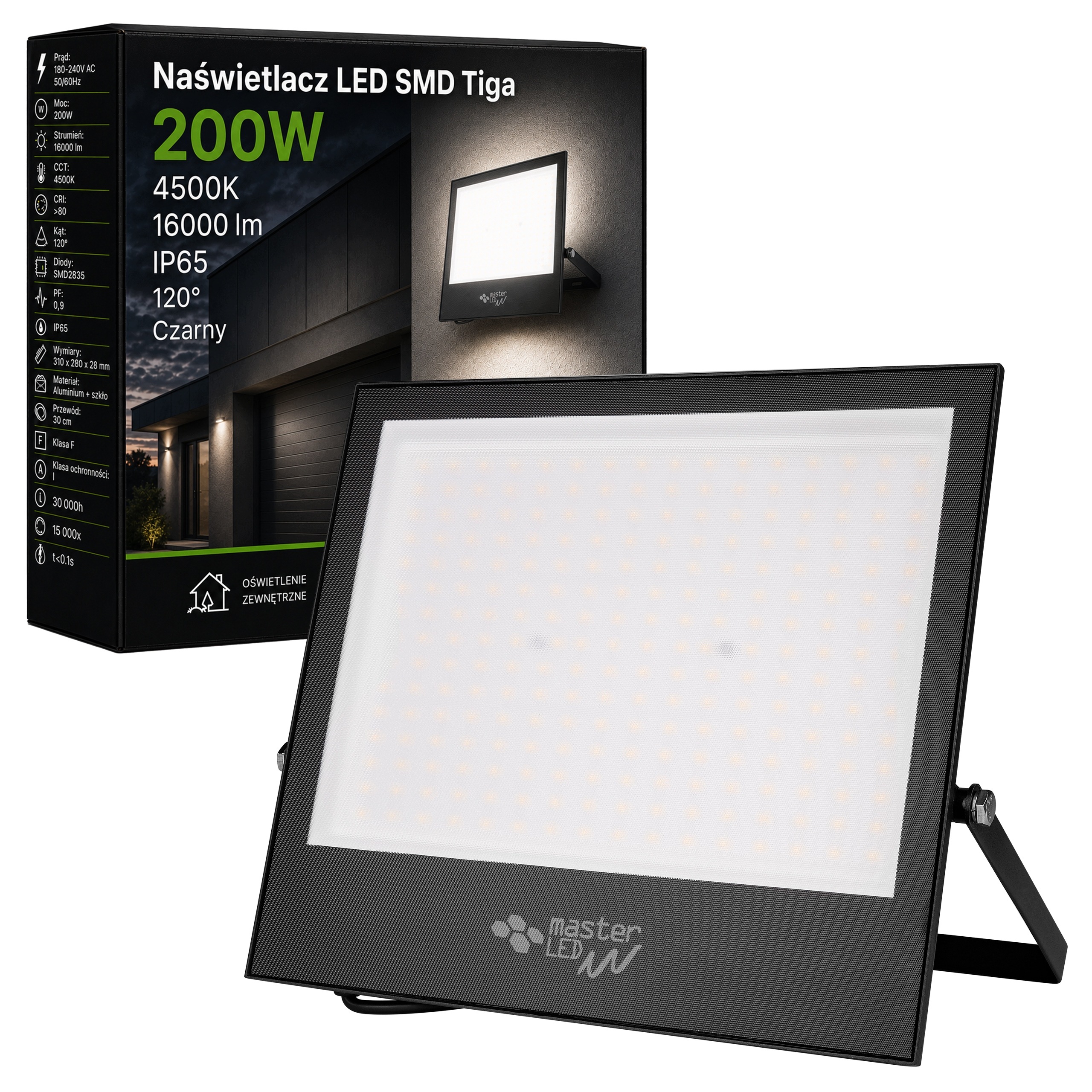 Halogen Led Osvětlovač 200W Lampa bílá neutrální 4500K Venkovní IP65