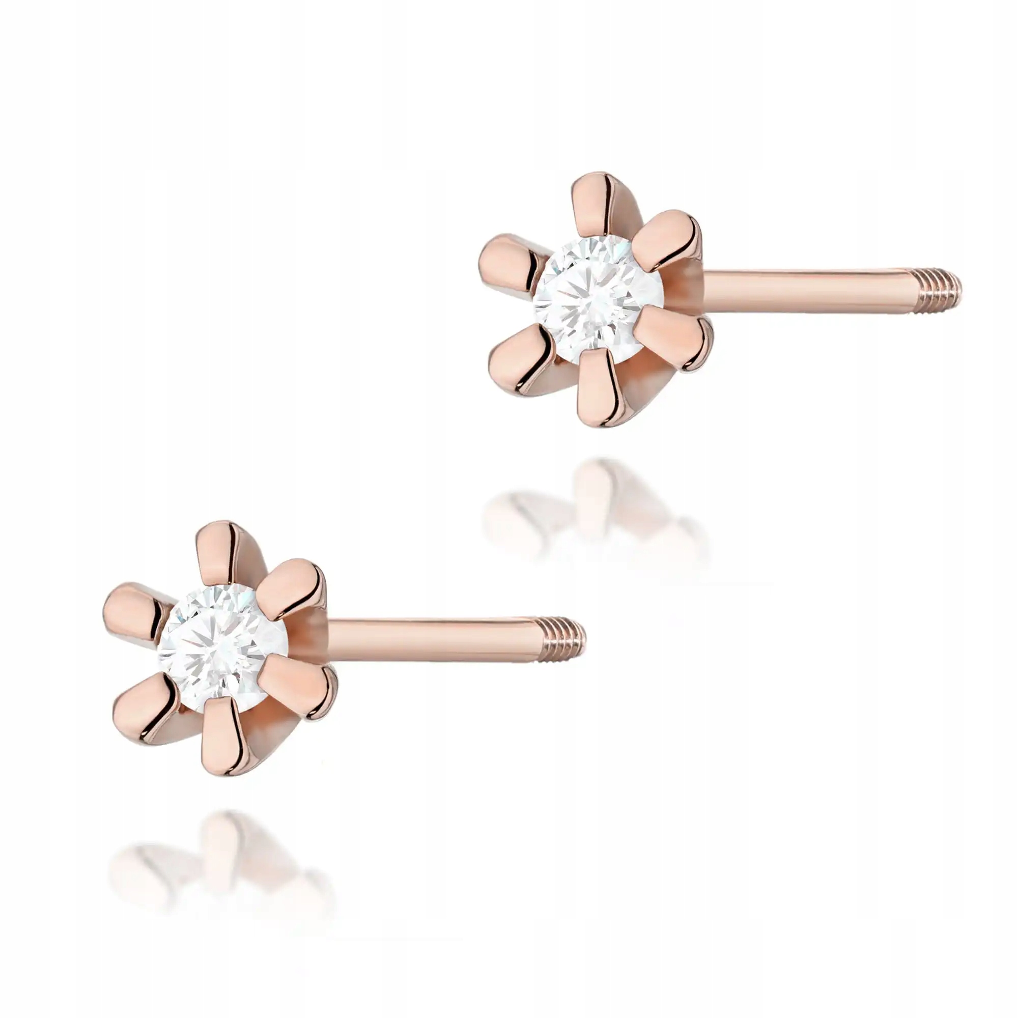 Zlaté náušnice 585 s diamanty z růžového zlata, ideální jako elegantní dárek