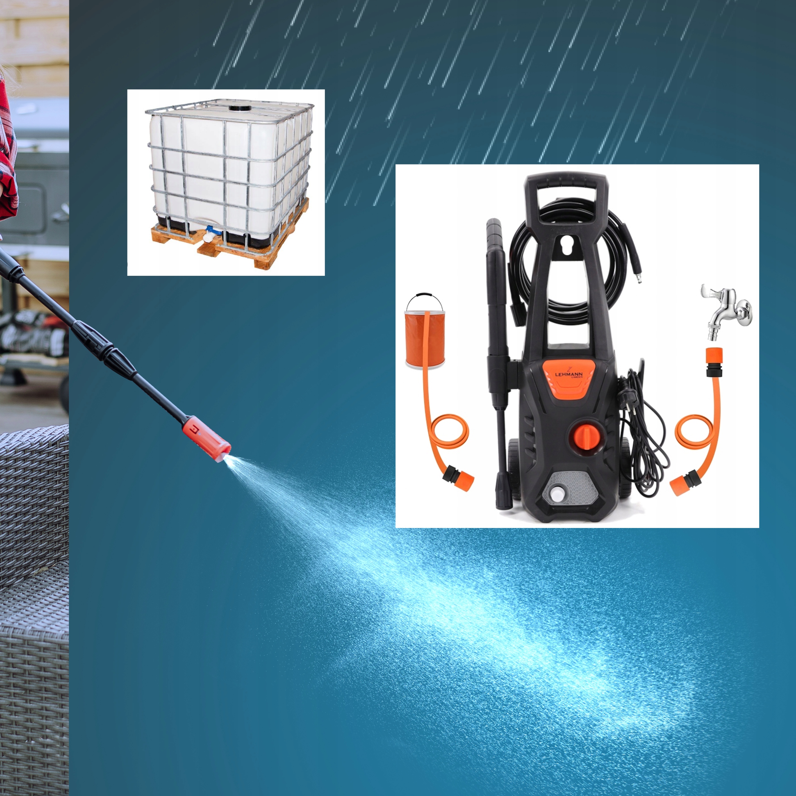 MYJKA CIŚNIENIOWA SAMOSSĄCA JUKON 230BAR PIANOWNICA ZESTAW SZCZOTKA + PATIO Model MYJKA CIŚNIENIOWA SAMOSSĄCA LEHMANN TURBO SET