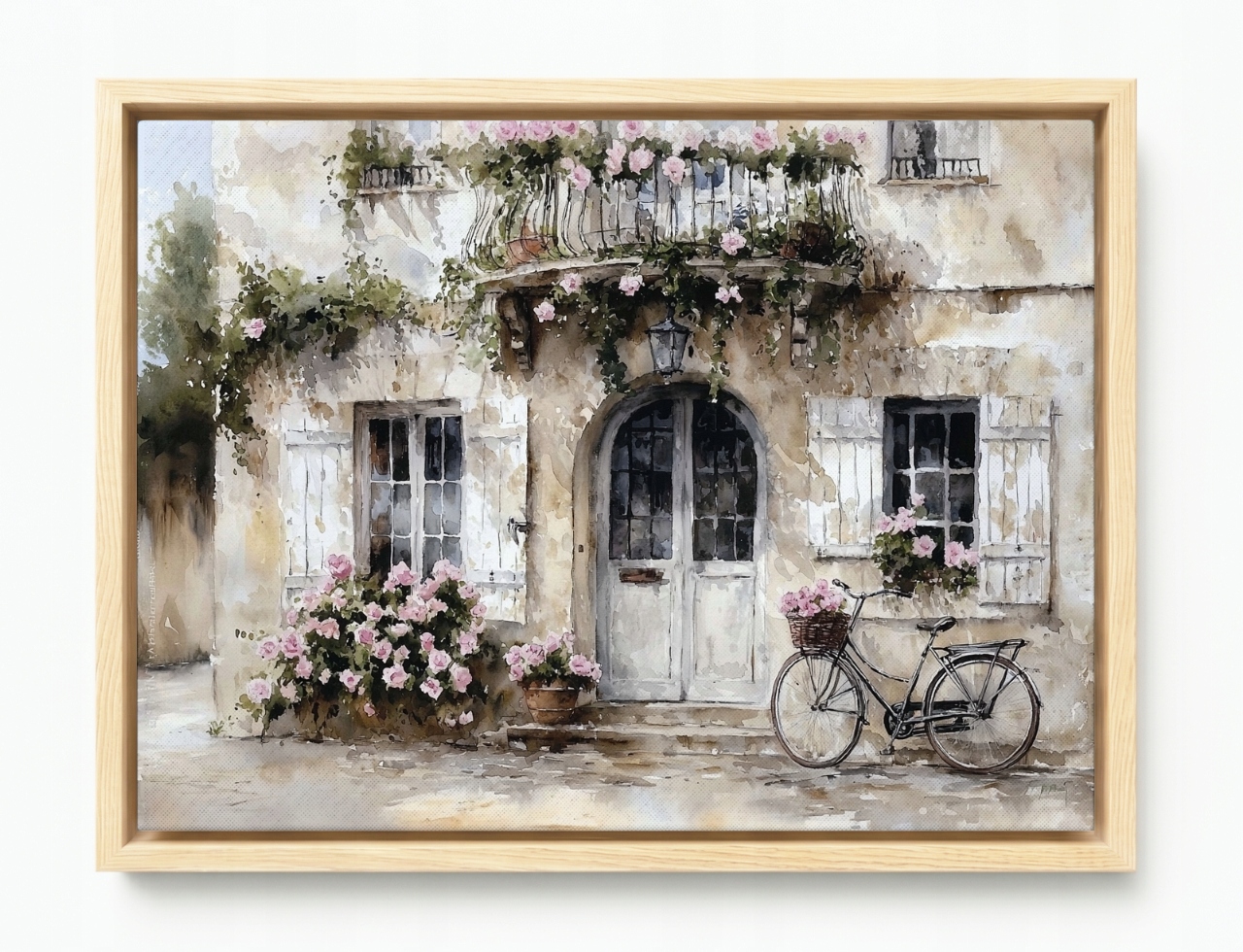 Obraz Rám American Box Provensálsky Dom Bicykel Ruže Balkon Vintage 80x60