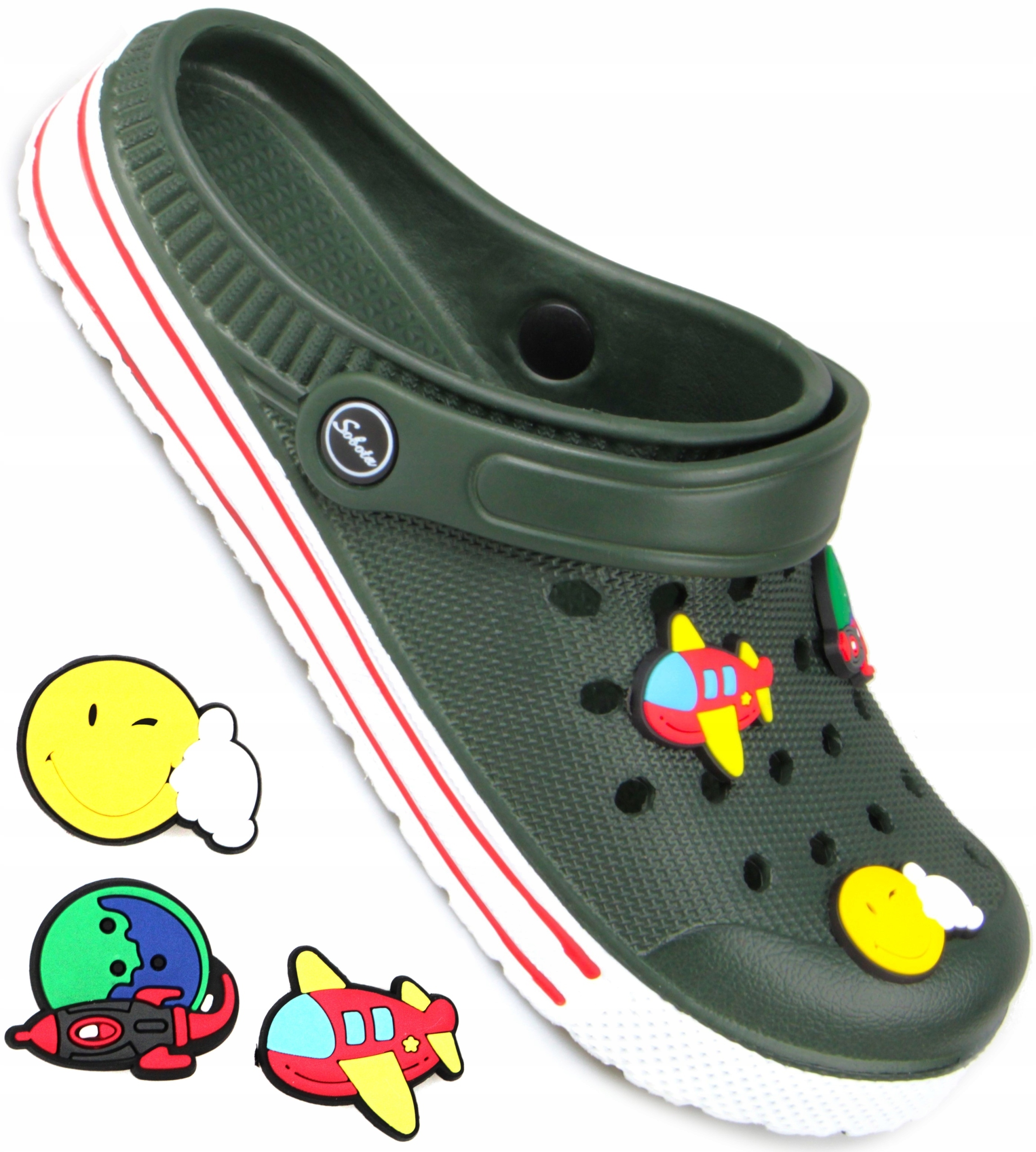 KLAPKI KROKSY DZIECIĘCE OGRODOWE NA BASEN PIANKOWE LEKKIE KHAKI ZIELONE